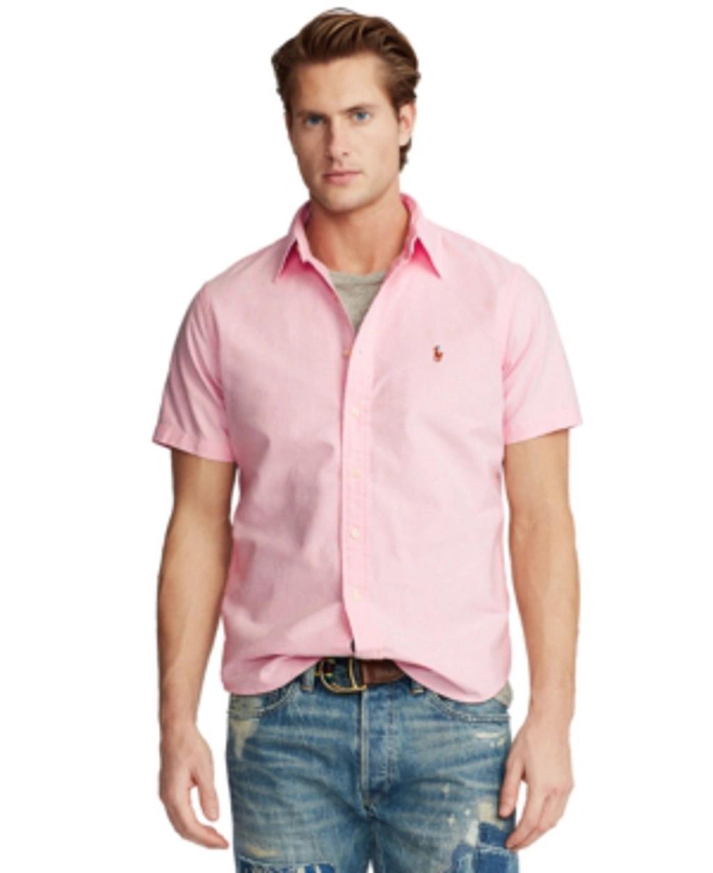 POLO RALPH LAUREN Men's Classic Fit Short Sleeve Oxford Shirt In Pink Product Image