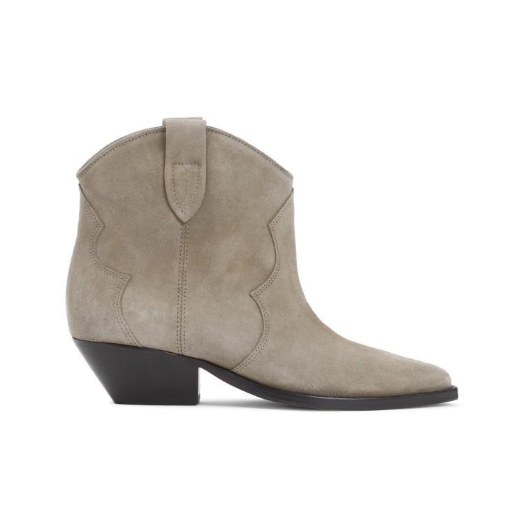 Taupe Beige Calf Velvet Leather Dewina Boots In Neutrals Product Image