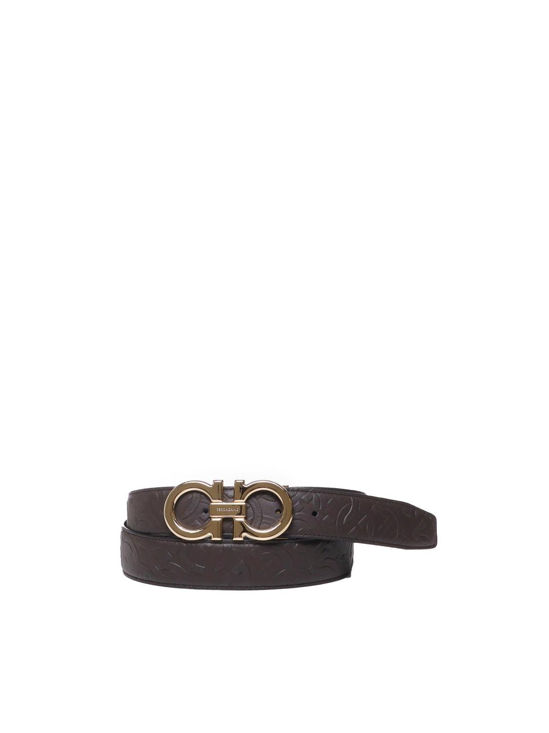 FERRAGAMO Belt With Logo Motif In Brown Product Image