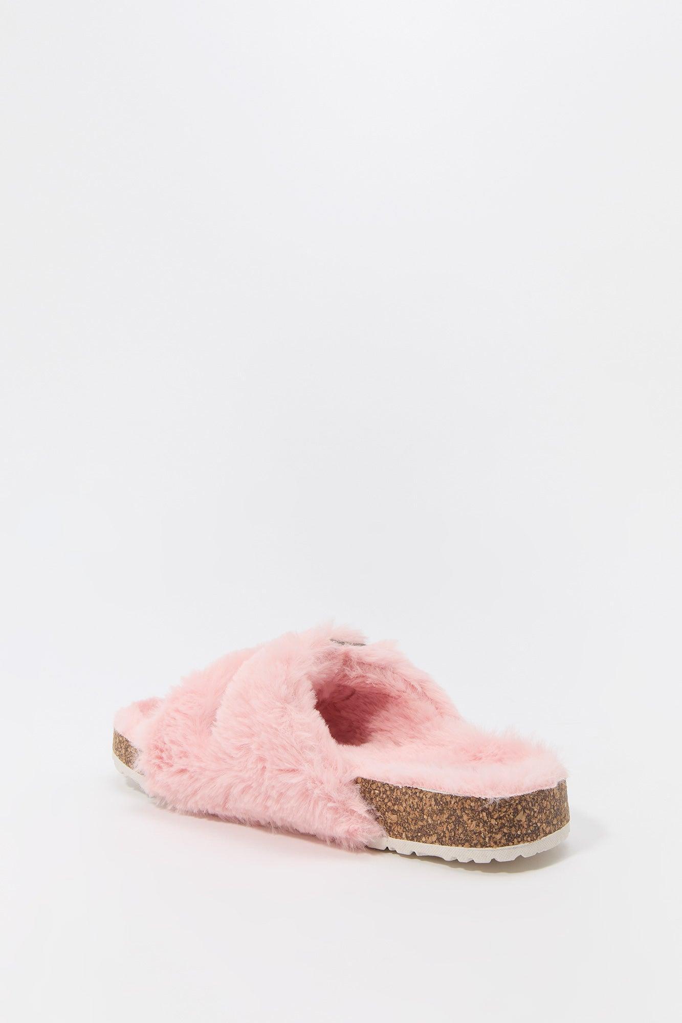 Faux Fur Buckled Cork Slide Female Product Image