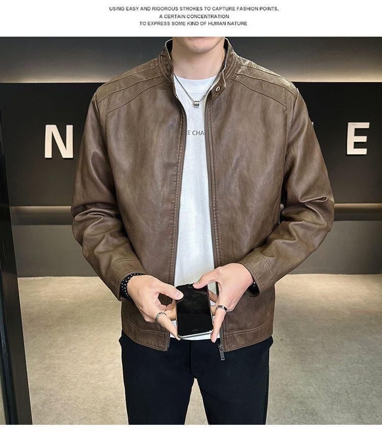 Faux Leather Zip-Up Jacket Product Image