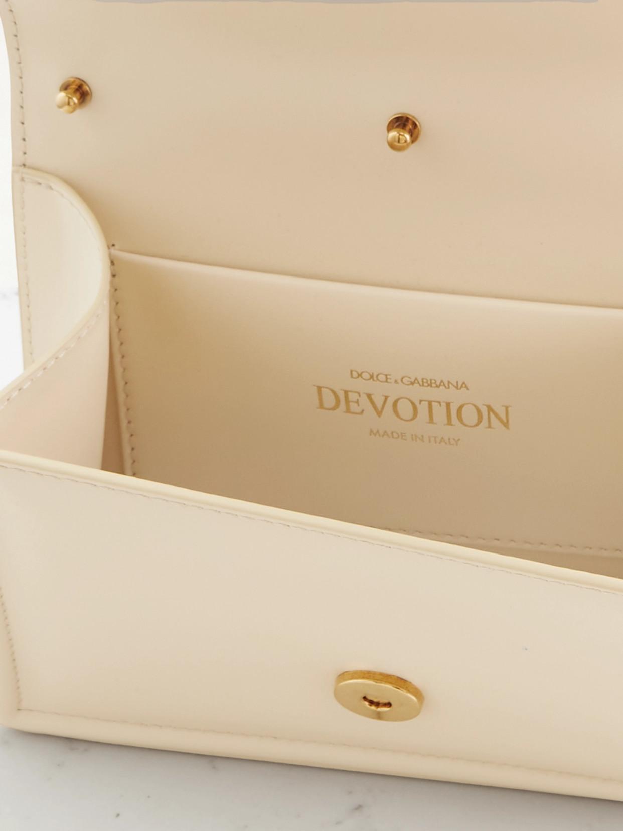 DOLCE & GABBANA Devotion Small Embellished Leather Shoulder Bag In White Product Image