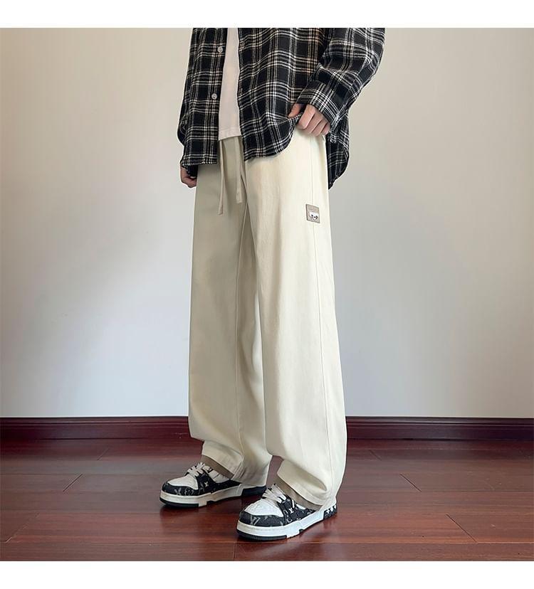 Drawstring Waist Plain Wide Leg Sweatpants Product Image