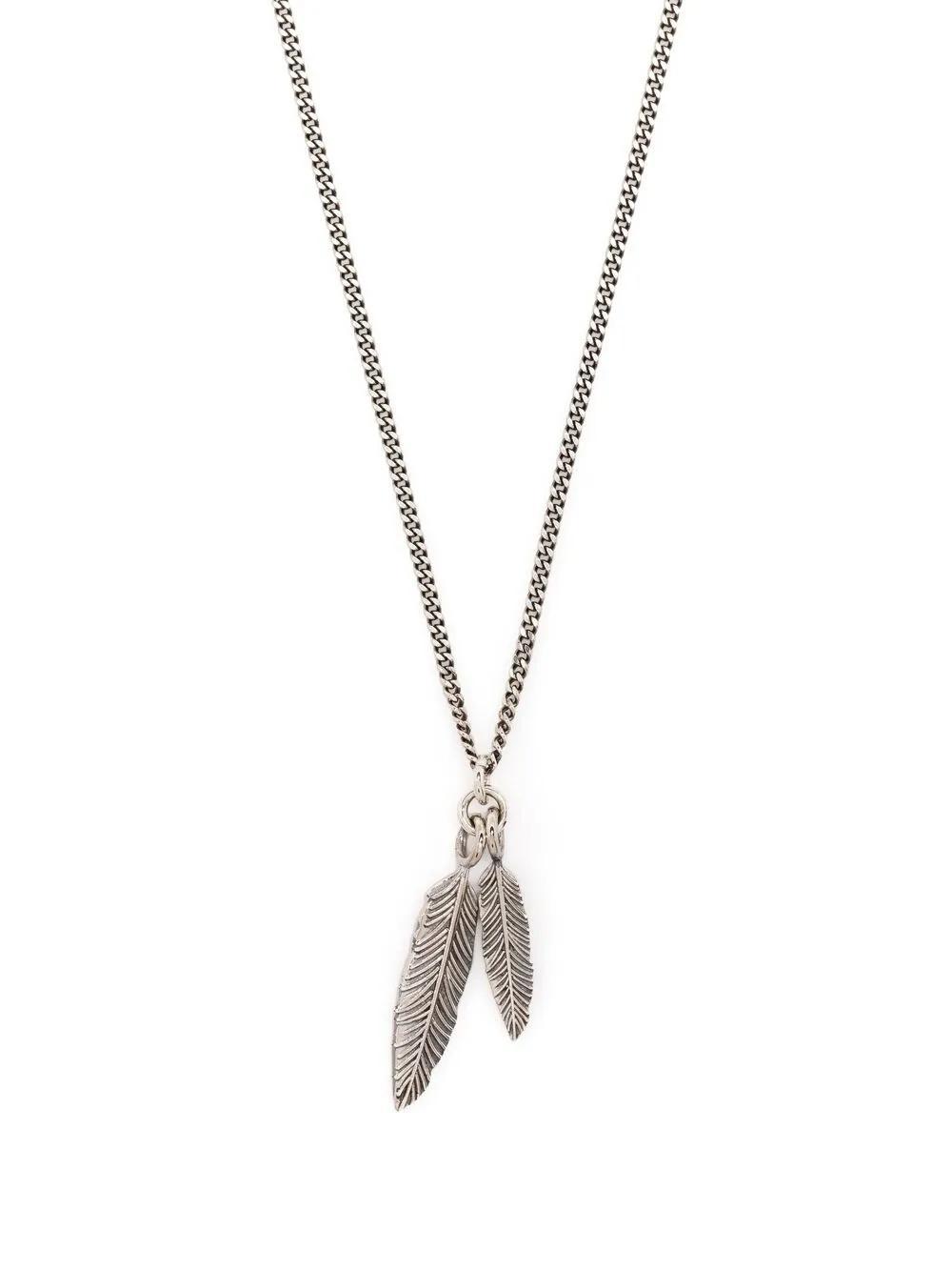 EMANUELE BICOCCHI Twin Feather Pendant Necklace In Silver Product Image