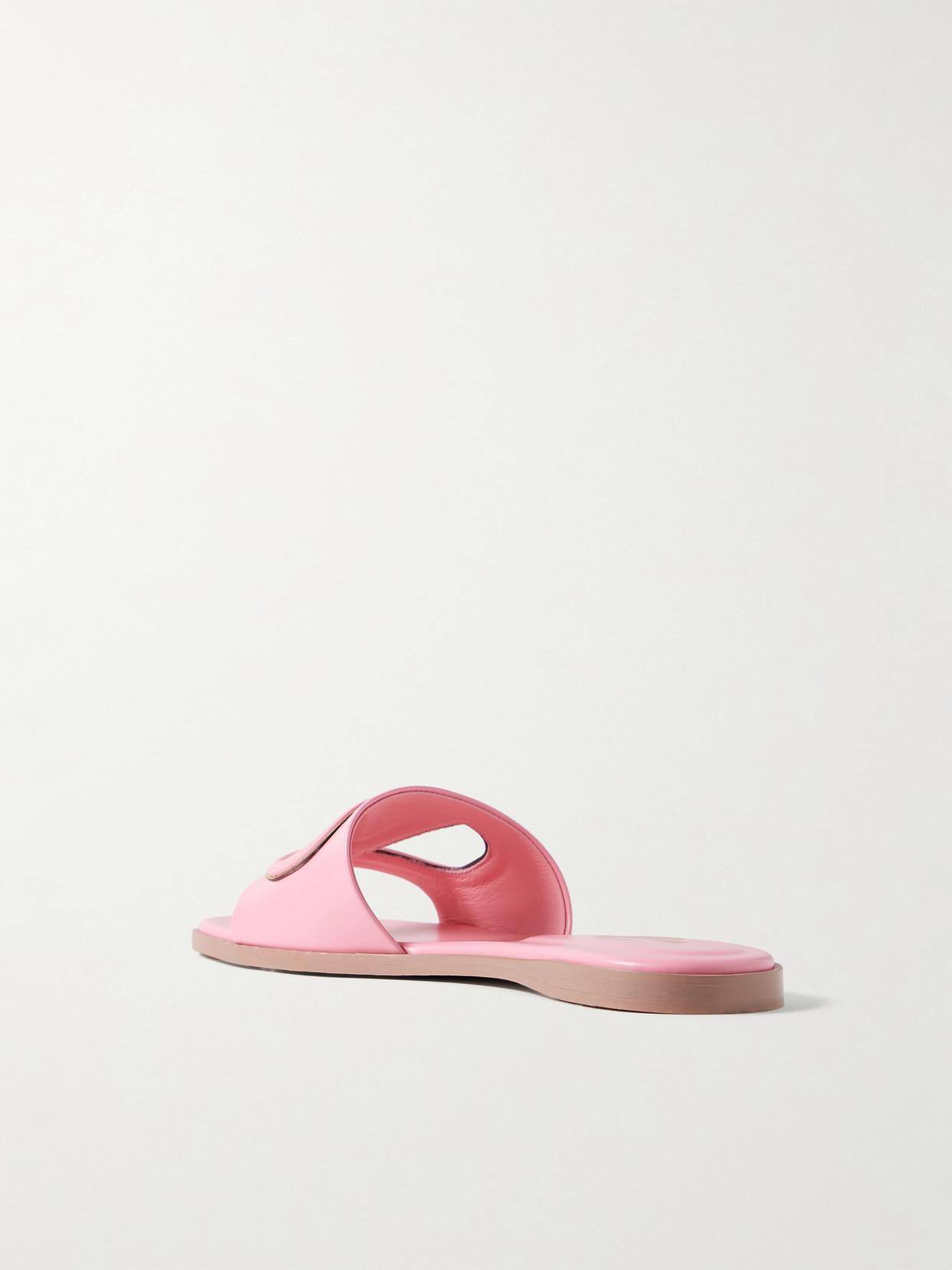 Vlogo Cutout Leather Slides In Pink Product Image