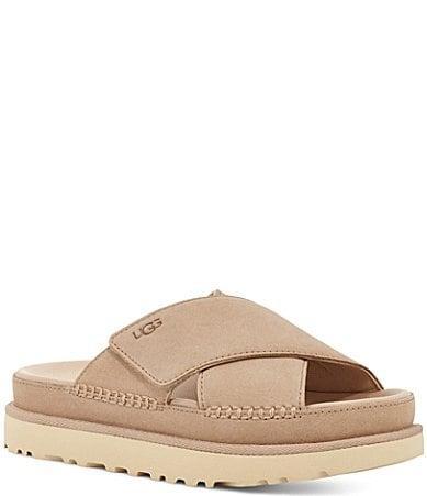 UGG Goldenstar Cross Slide Suede Platform Sandals Product Image