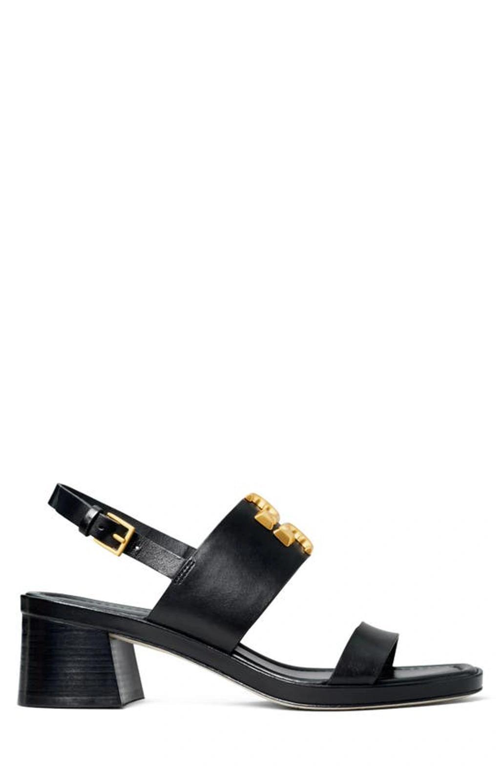 TORY BURCH Eleanor Two-band Medallion Slingback Sandals In Perfect Black Product Image