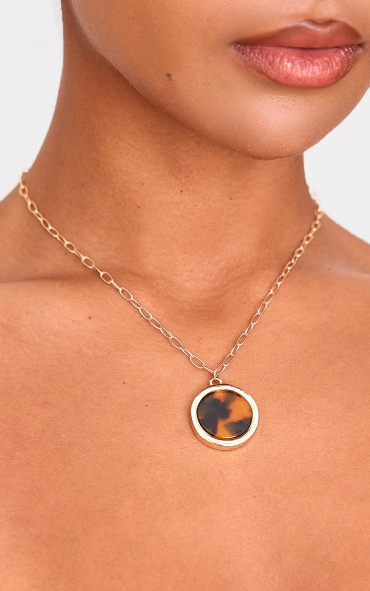 Gold Chain Tortoiseshell Pendant Necklace Product Image