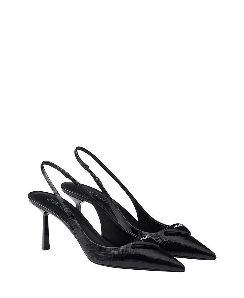 Womens Saffiano Patent Leather Slingback Pumps Product Image