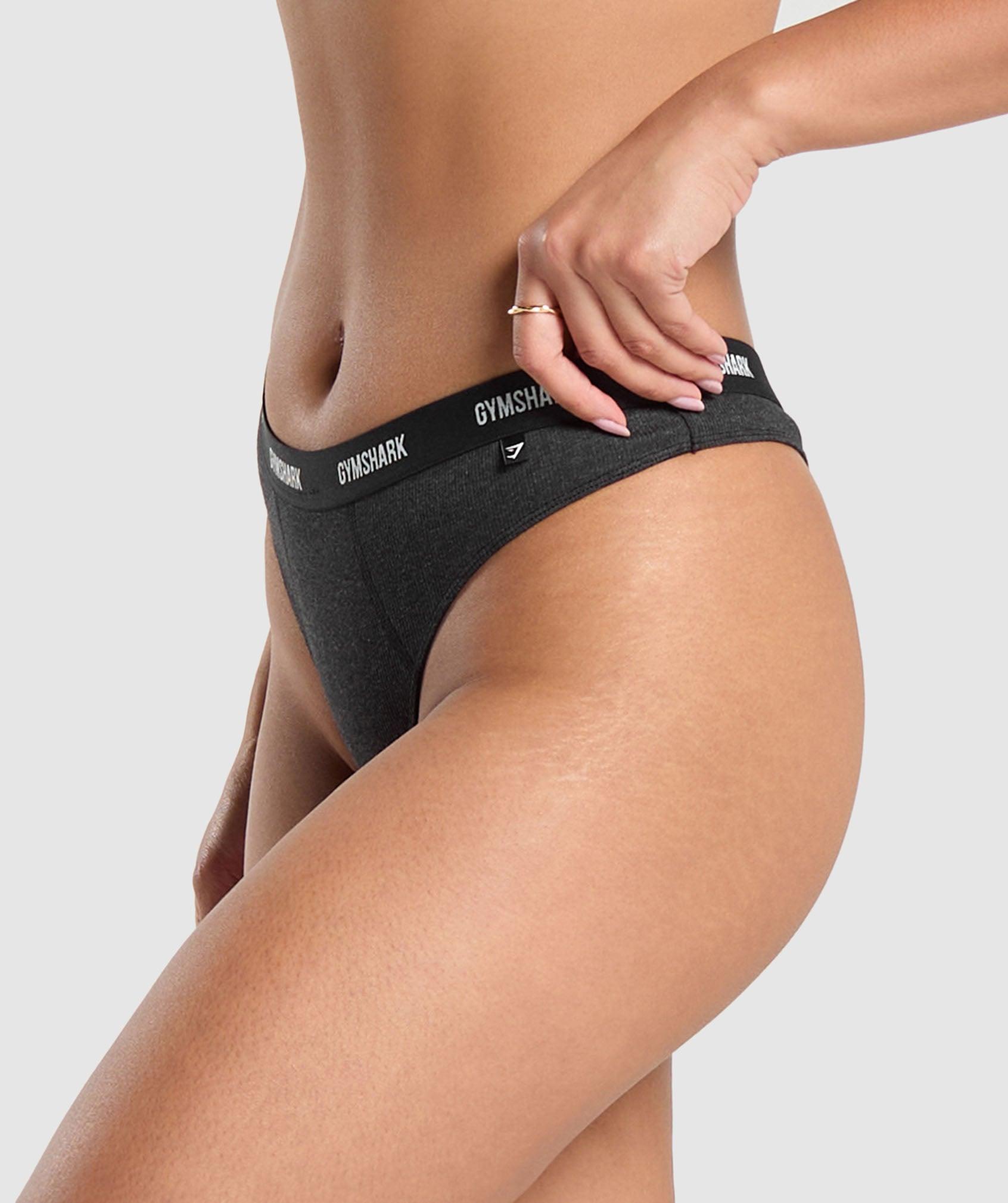 Gymshark Rib High Rise Thong - Midnight Black Marl Female Product Image