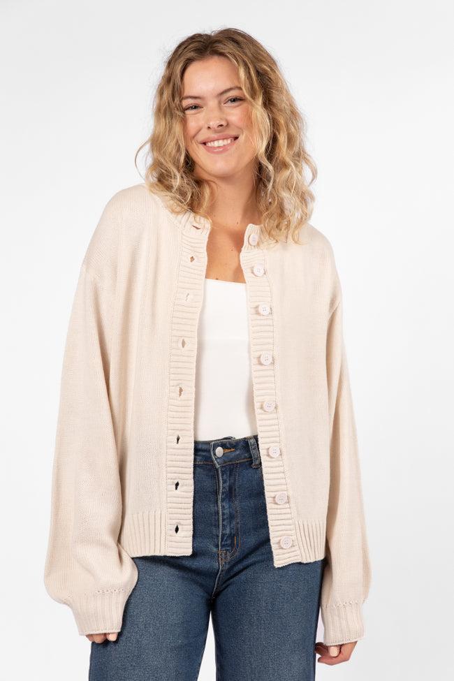 All We Have Beige Button Front Cardigan SALE Product Image