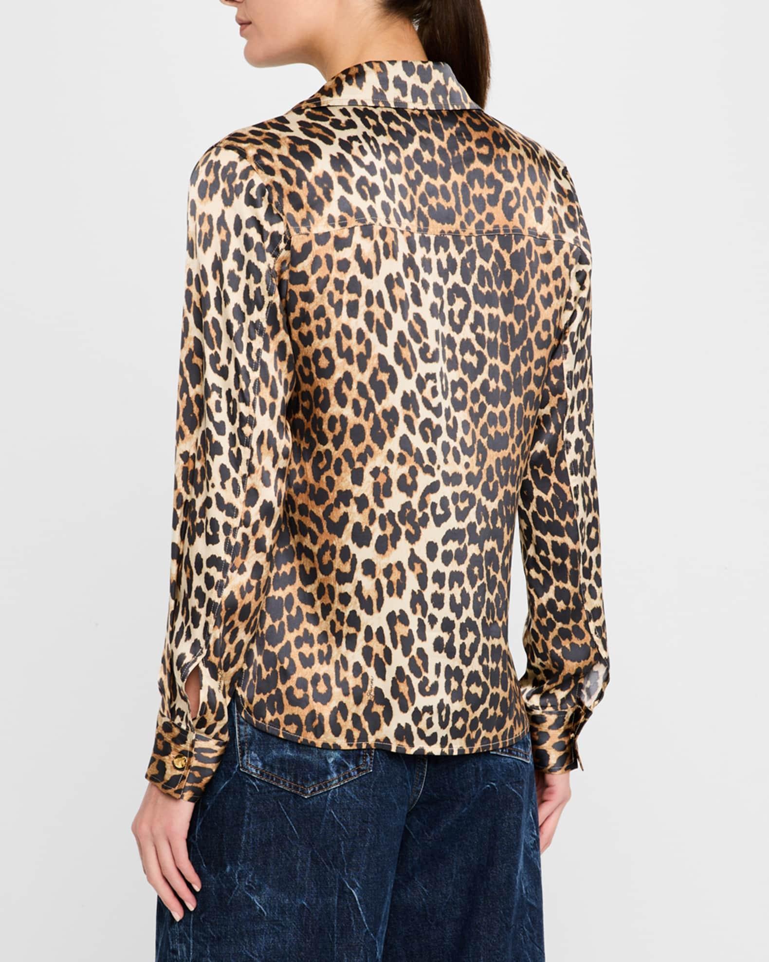 Leopard Satin Shirt Product Image