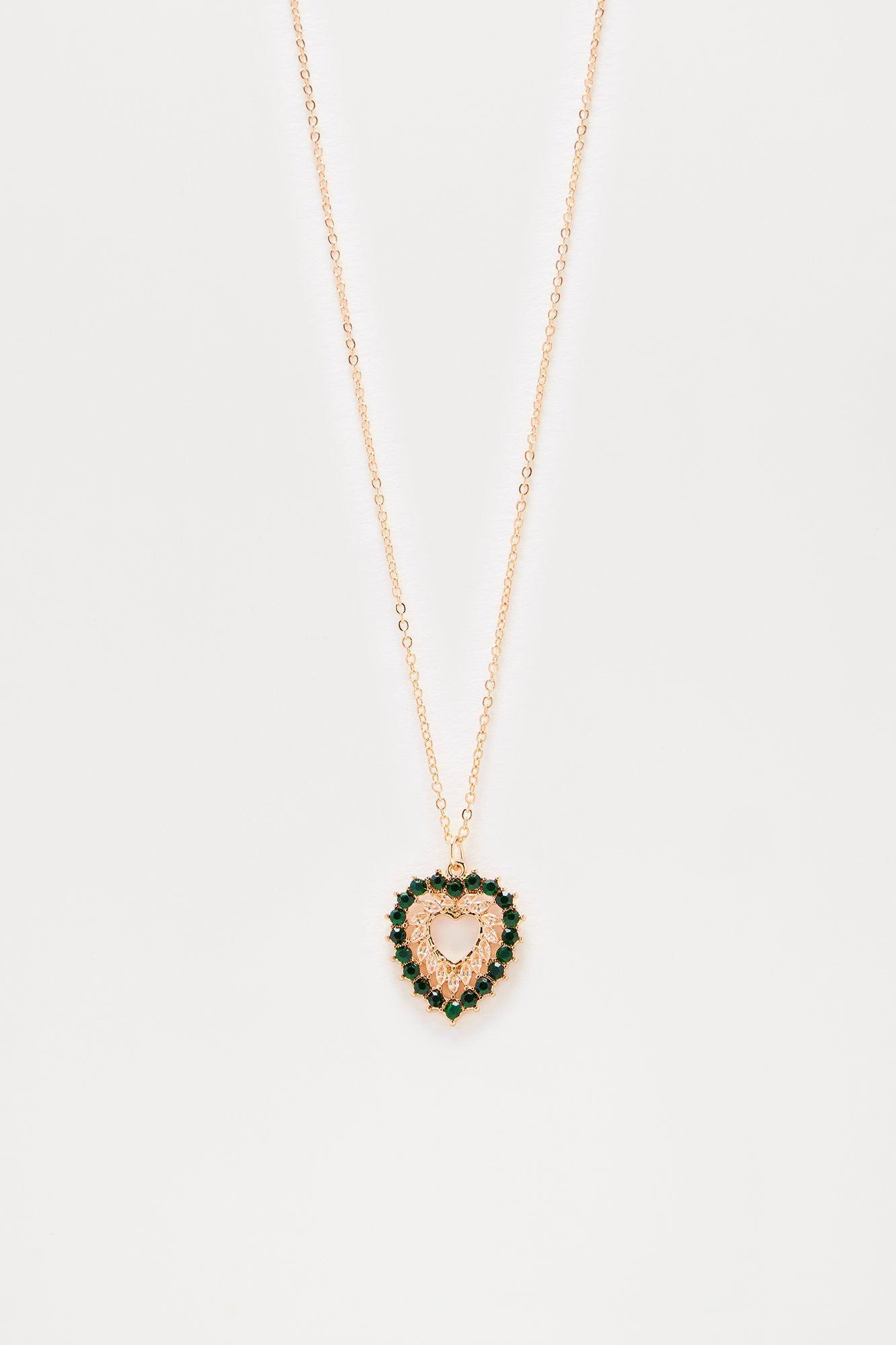 Say Yes To Love Necklace - Gold/Green Product Image