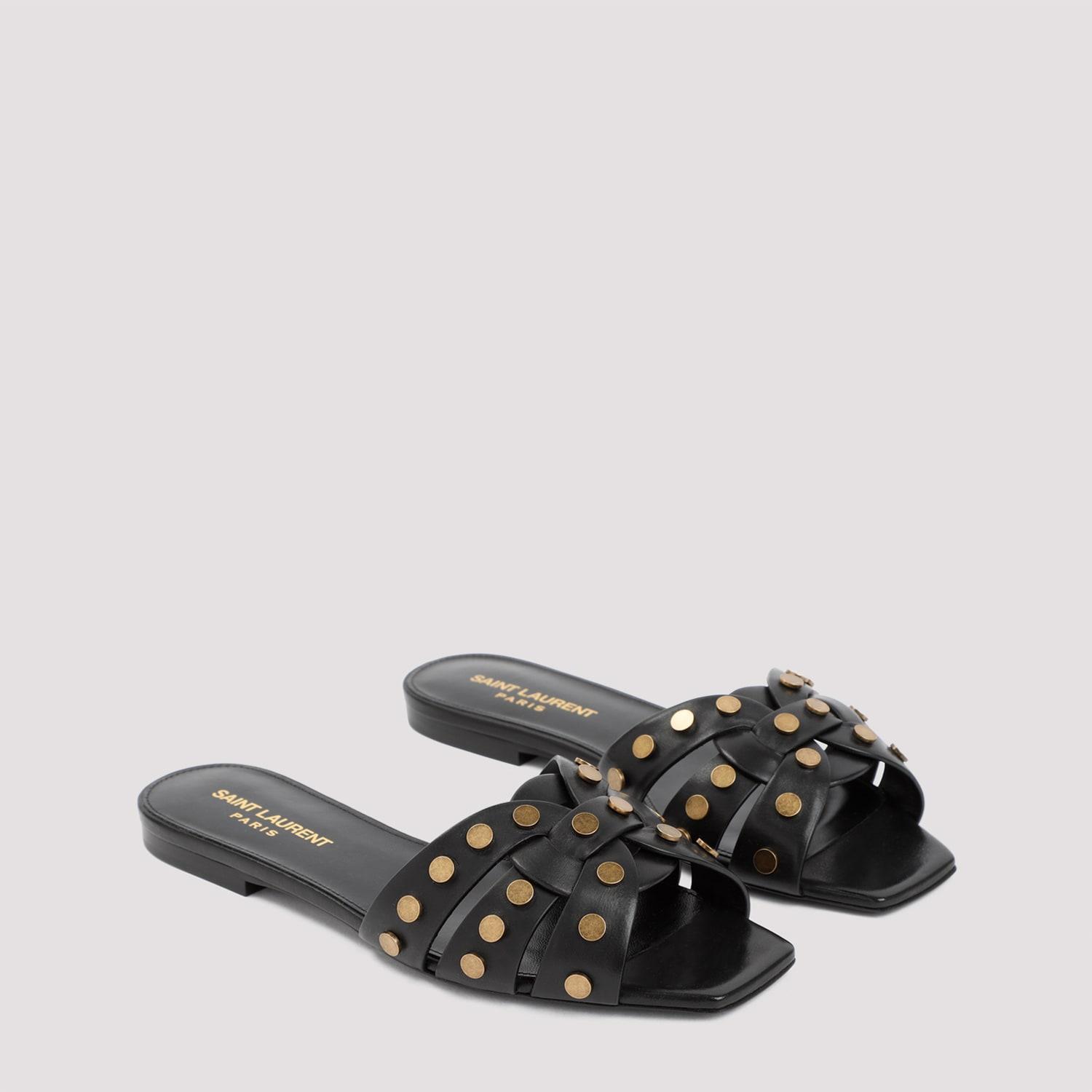 SAINT LAURENT Black Leather Tribute Studded Sandals Product Image