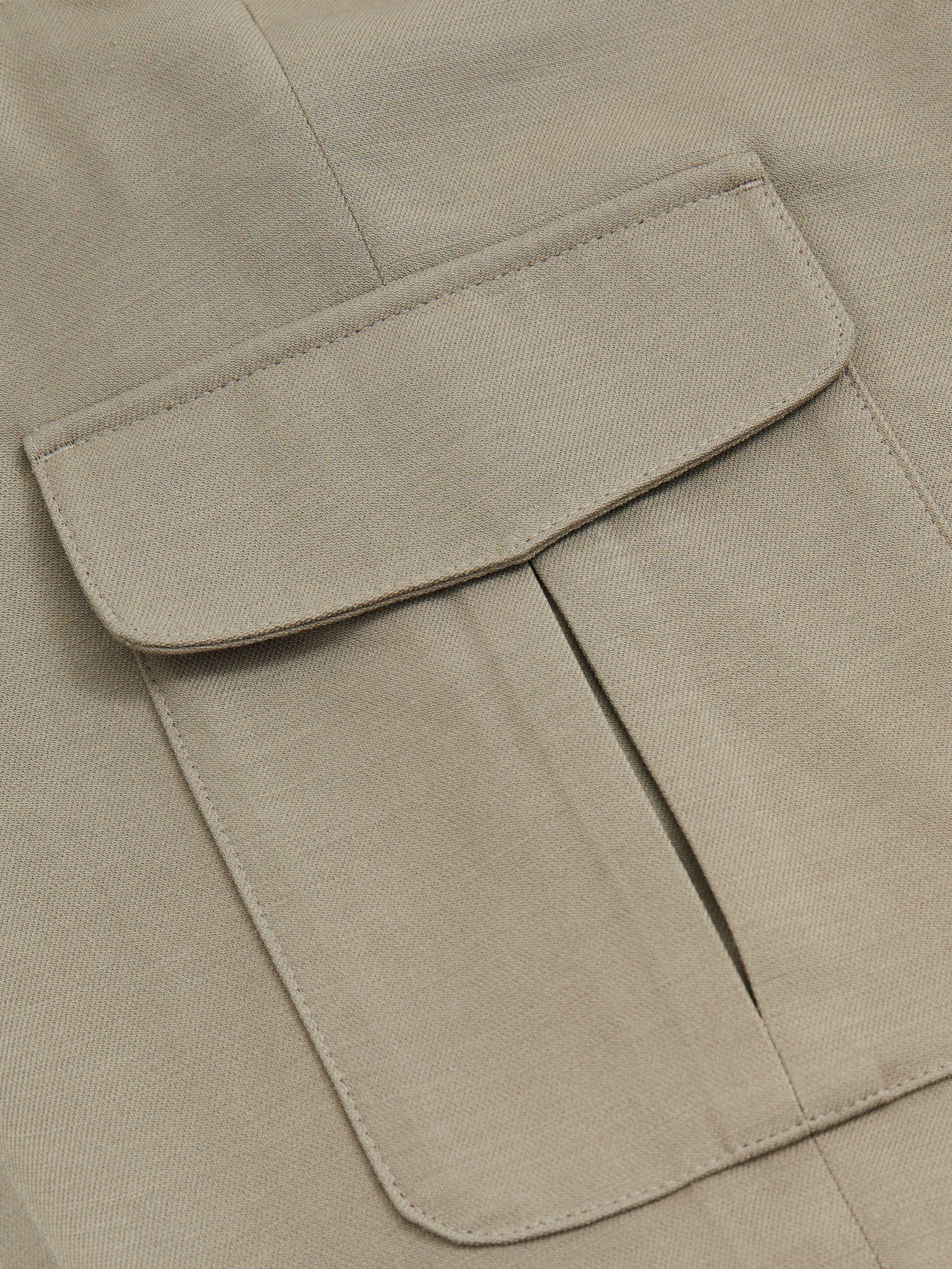 Relaxed Drawstring Cargo Trousers in Sage Green Product Image