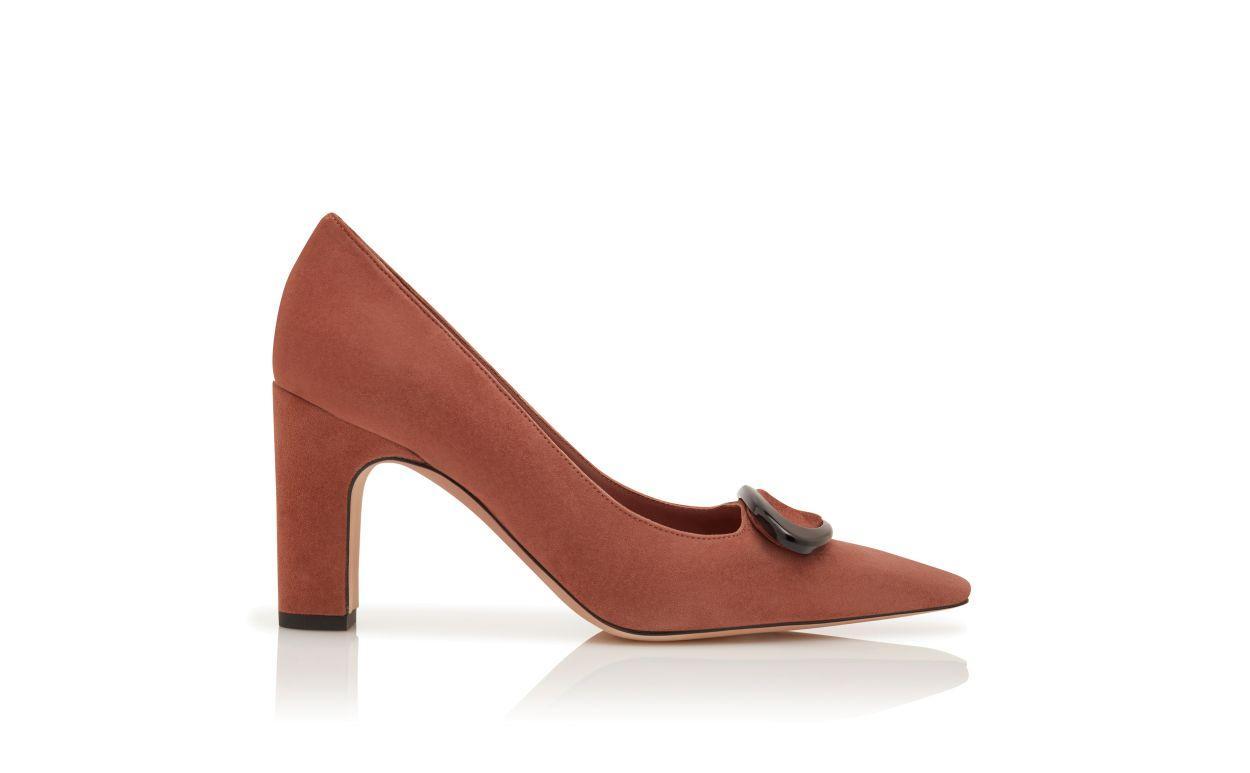 FENIXHI Brown Suede Pointed Toe Pumps Product Image