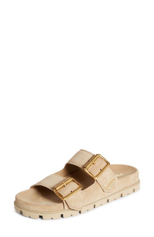 Suede Double-Buckle Slide Sandals Product Image