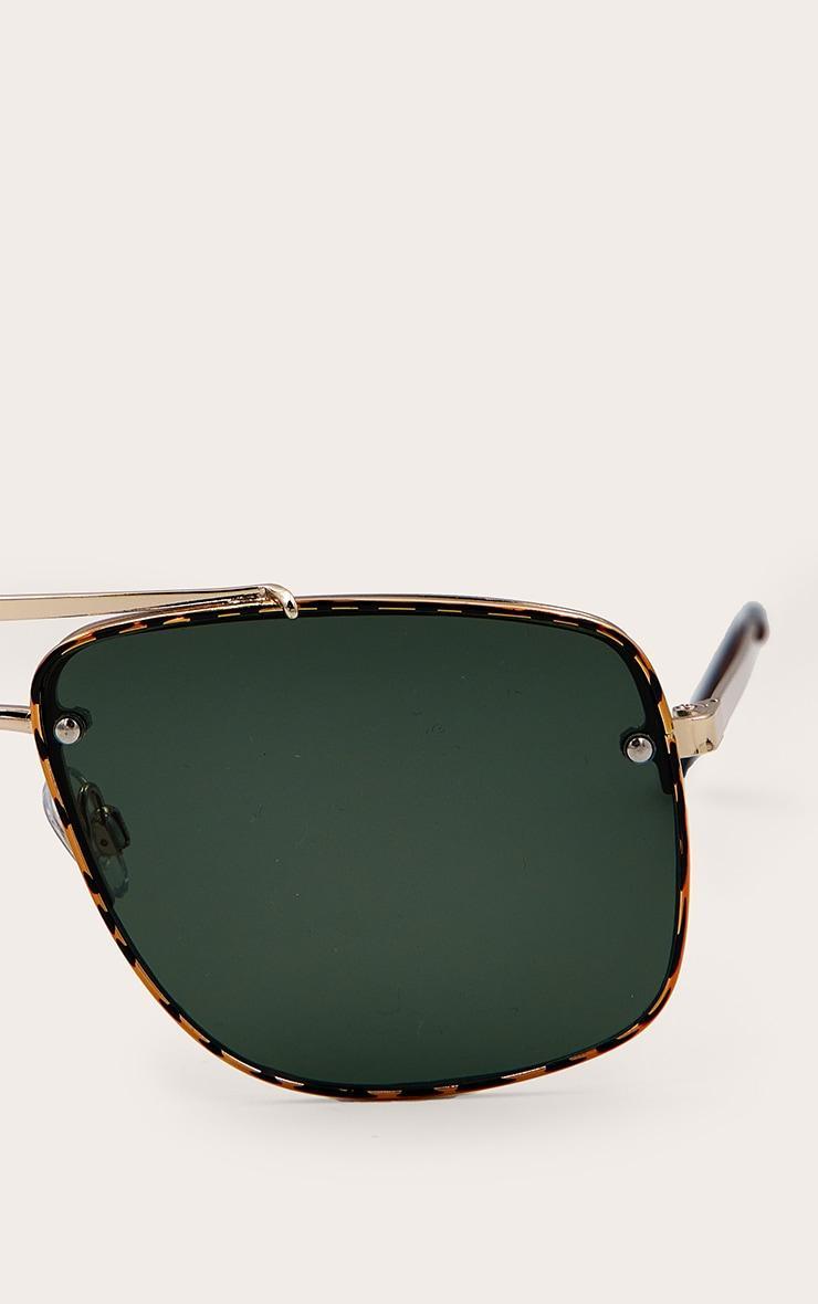Metallic Tortoiseshell Oversized Square Aviator Sunglasses Product Image
