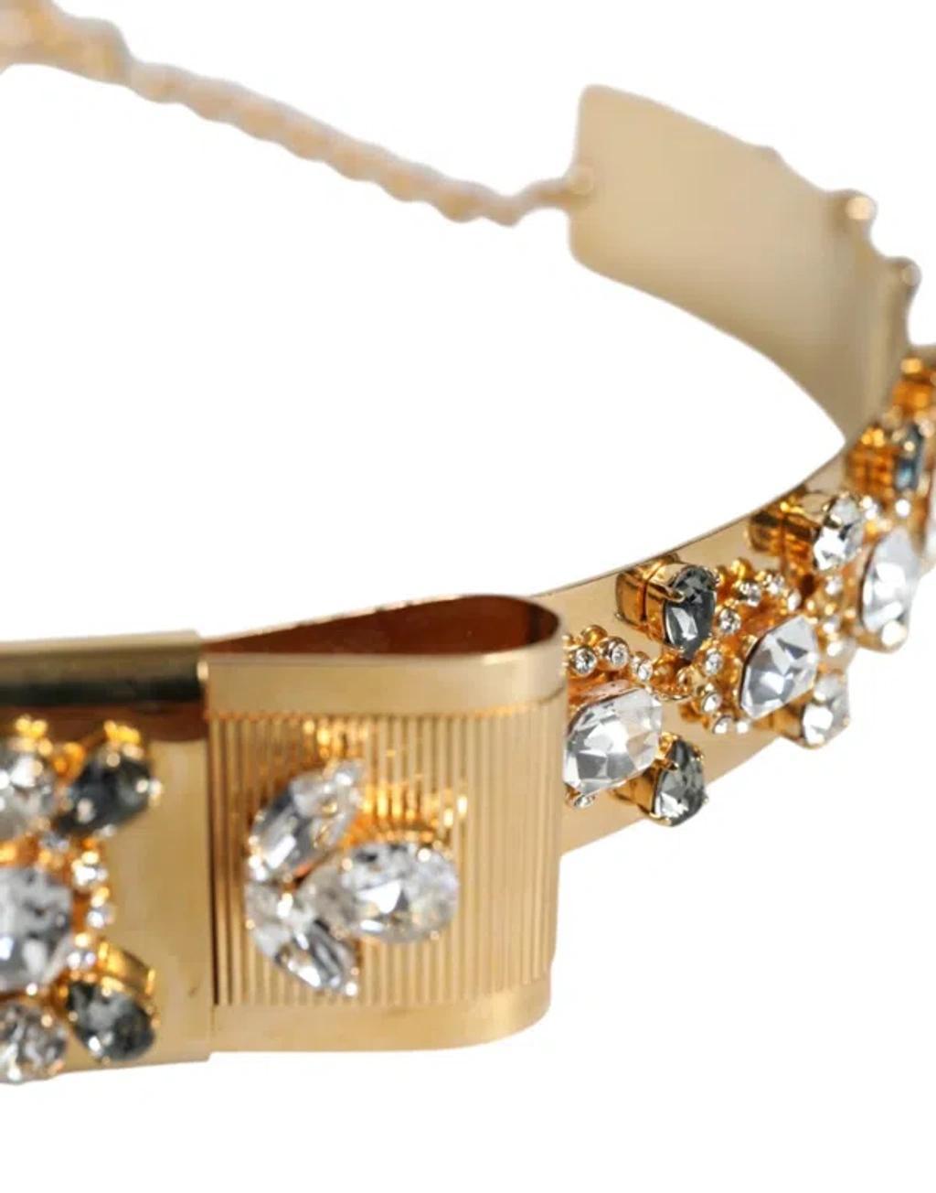 DOLCE & GABBANA Gold Tone Crystal Embellished Women Waist Chain Belt Product Image