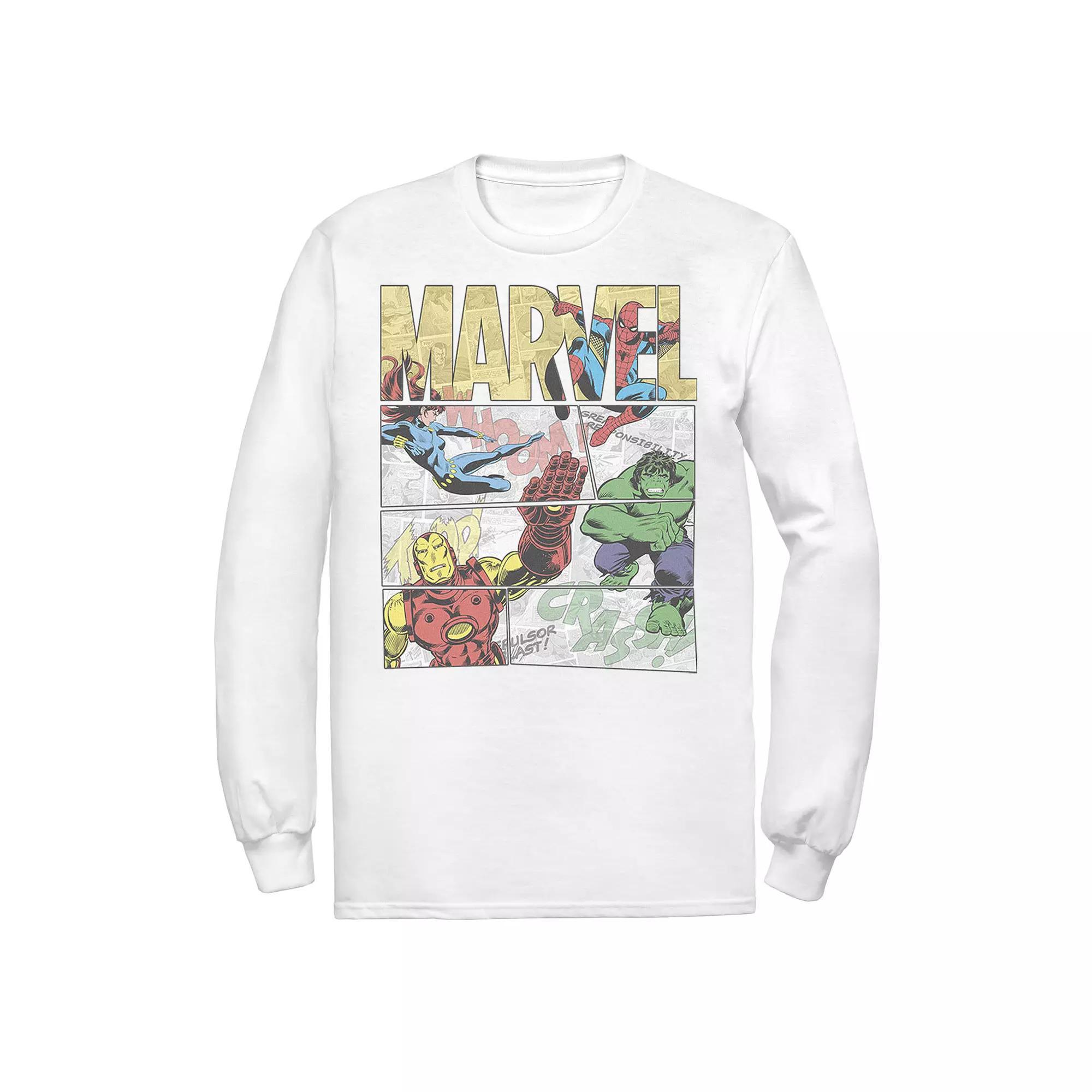 Men's Marvel Retro Avengers Comic Panel Build-Up Tee, Size: XL, White Product Image