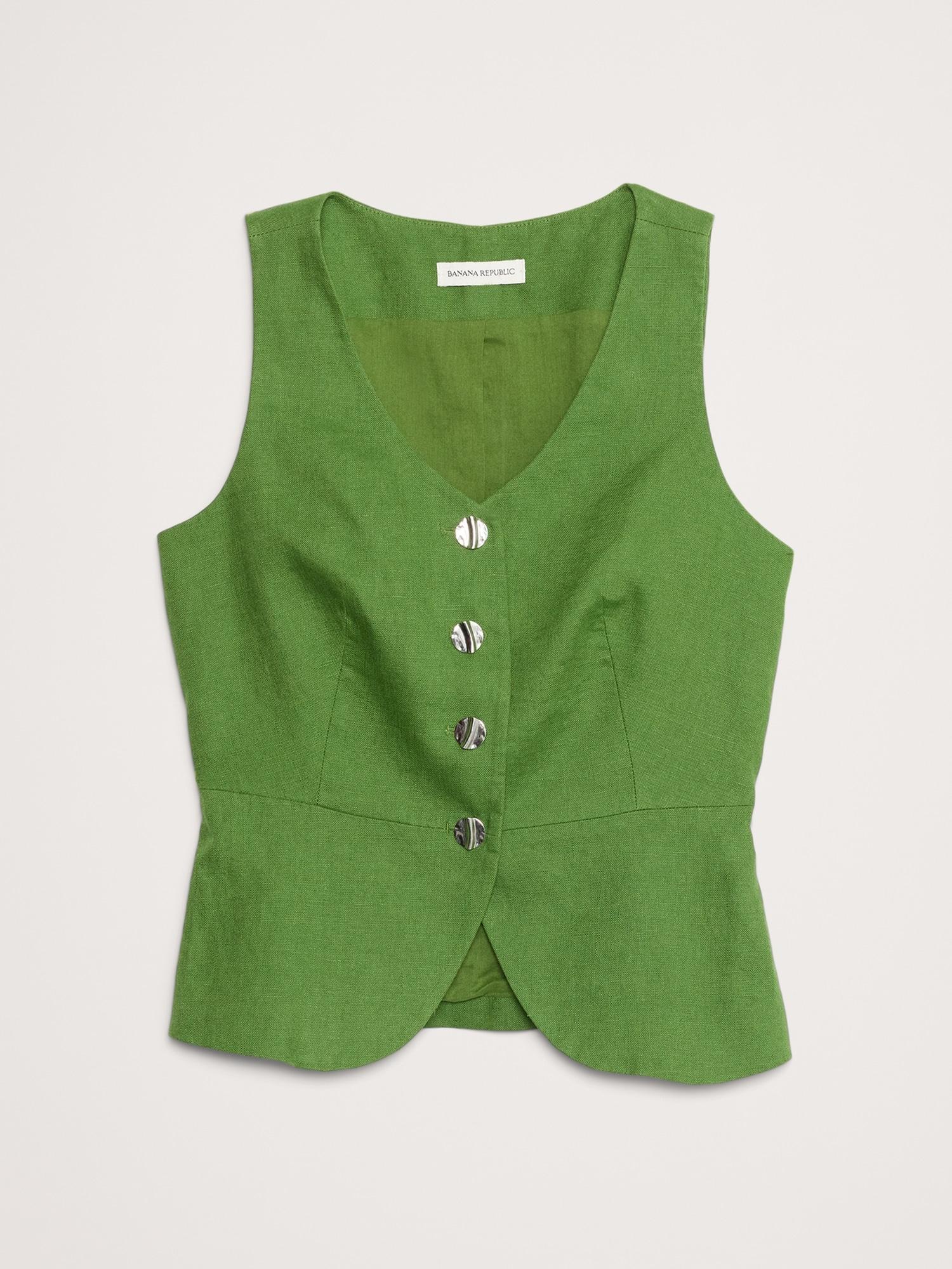 Linen Button-Front Vest Product Image