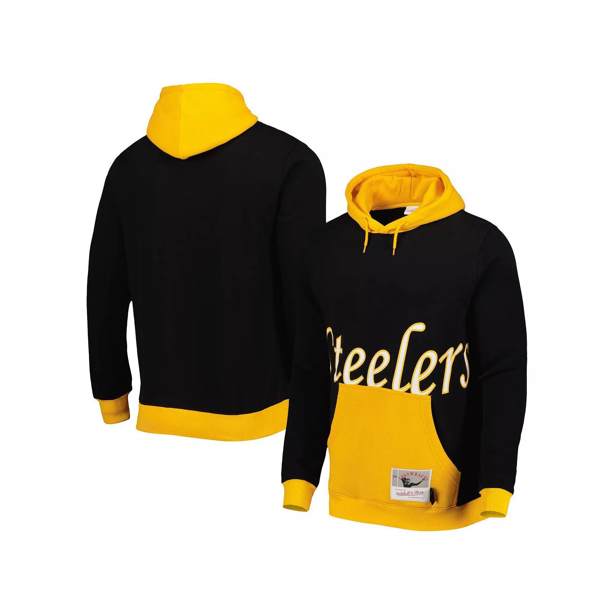 Men's Mitchell & Ness Black Pittsburgh Steelers Big Face 5.0 Pullover Hoodie, Size: Medium Product Image