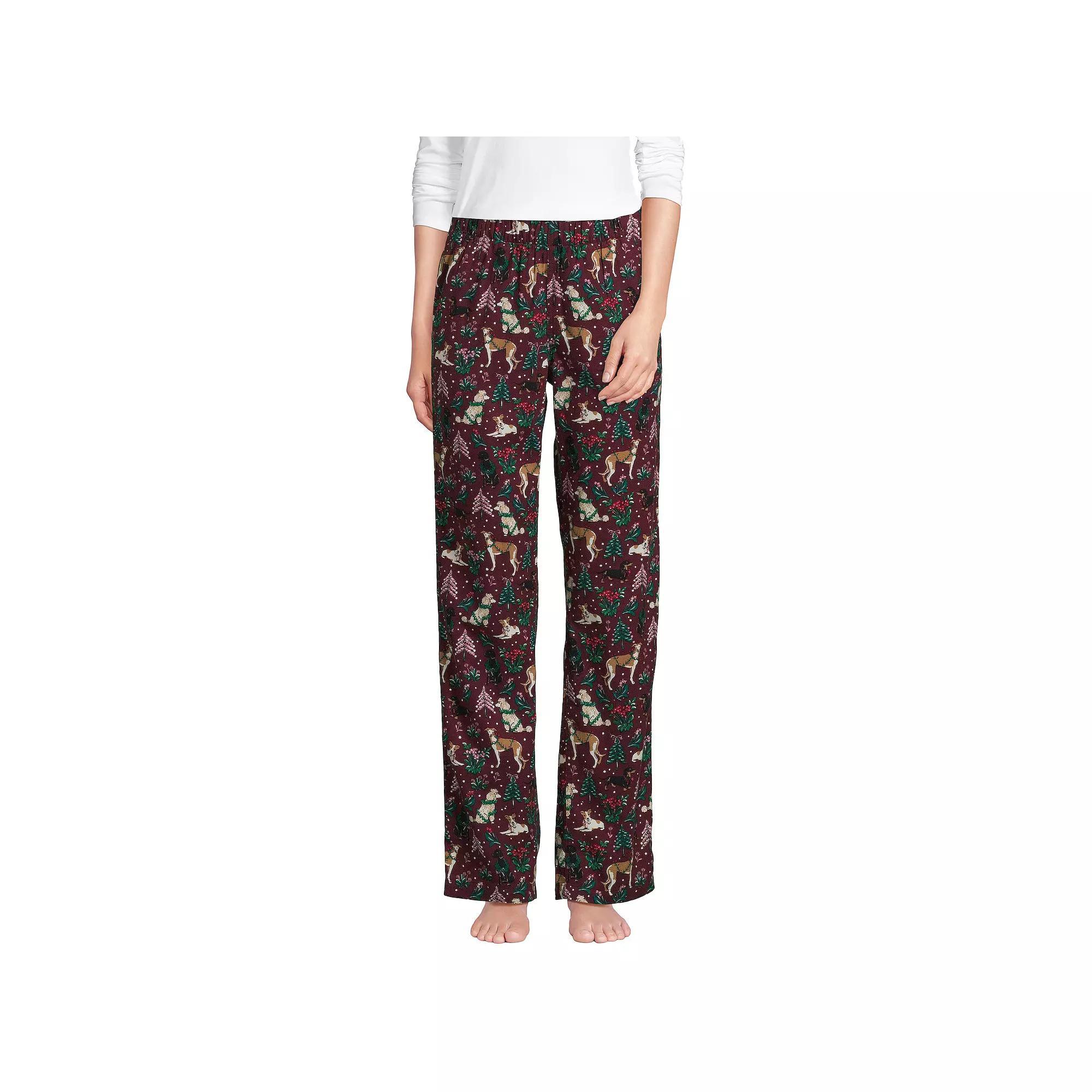 Petite Lands' End Women's Flannel Pajama Pants, Size: XS Petite, Red Hounds Product Image