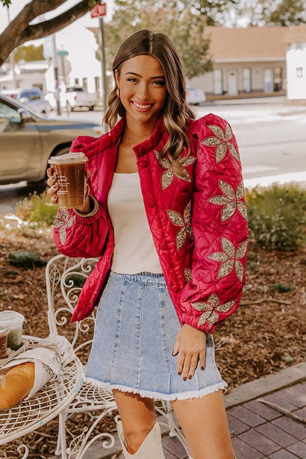 Statement Maker Quilted Jacket in Sangria Product Image