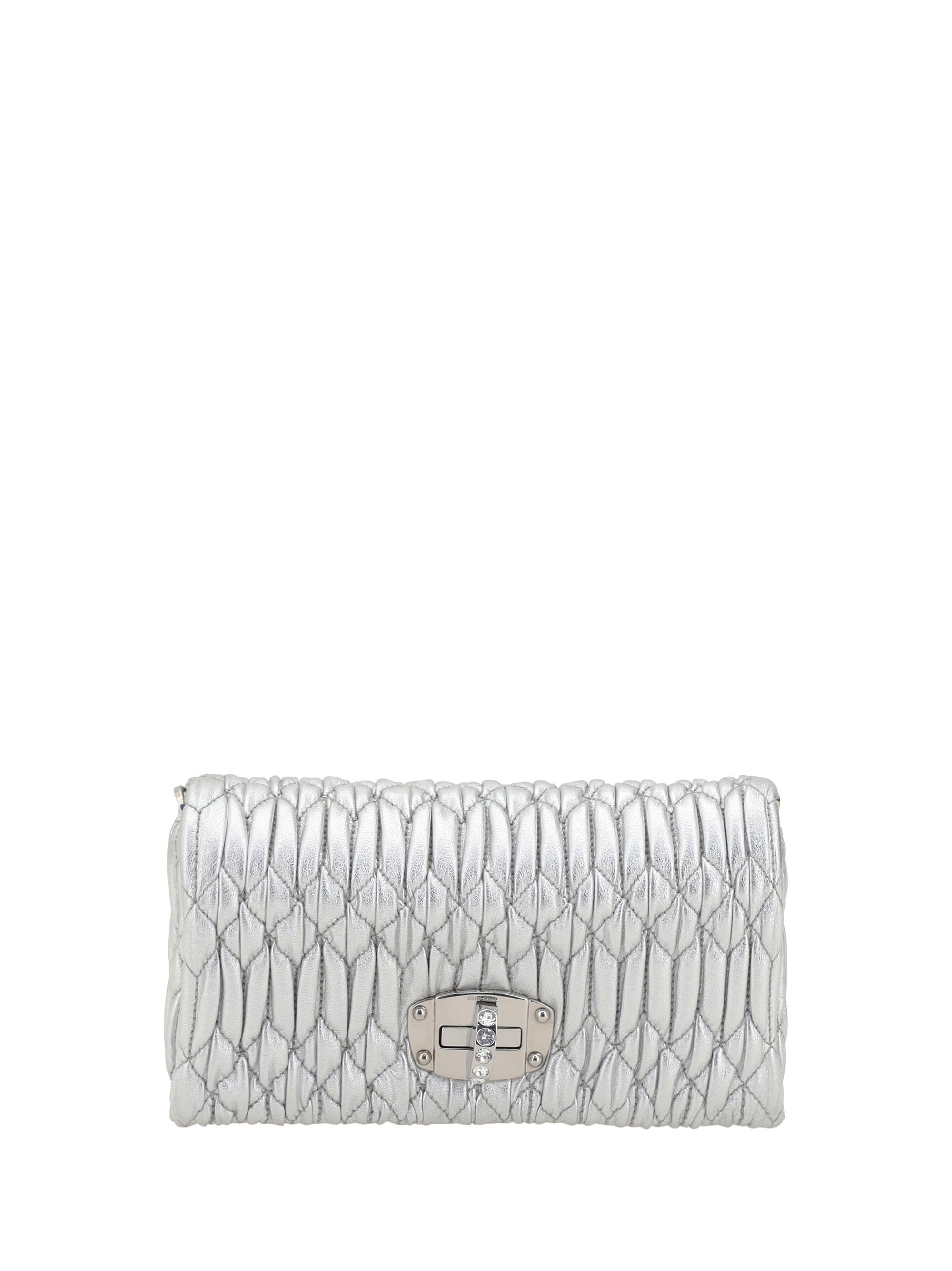 MIU MIU Matelassé Shoulder Bag In Argento Product Image