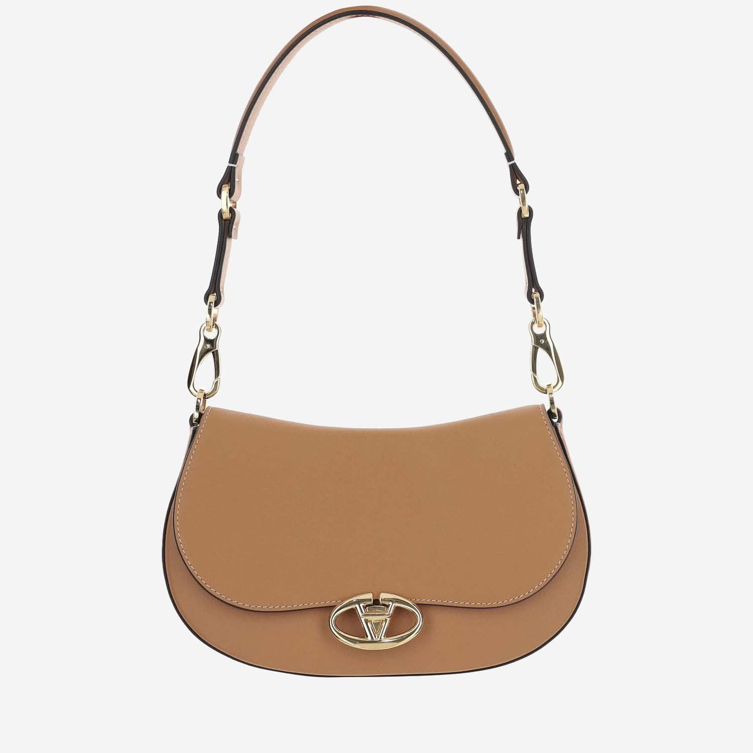 VALENTINO GARAVANI Ohval Small Leather Shoulder Bag In Leather Brown Product Image