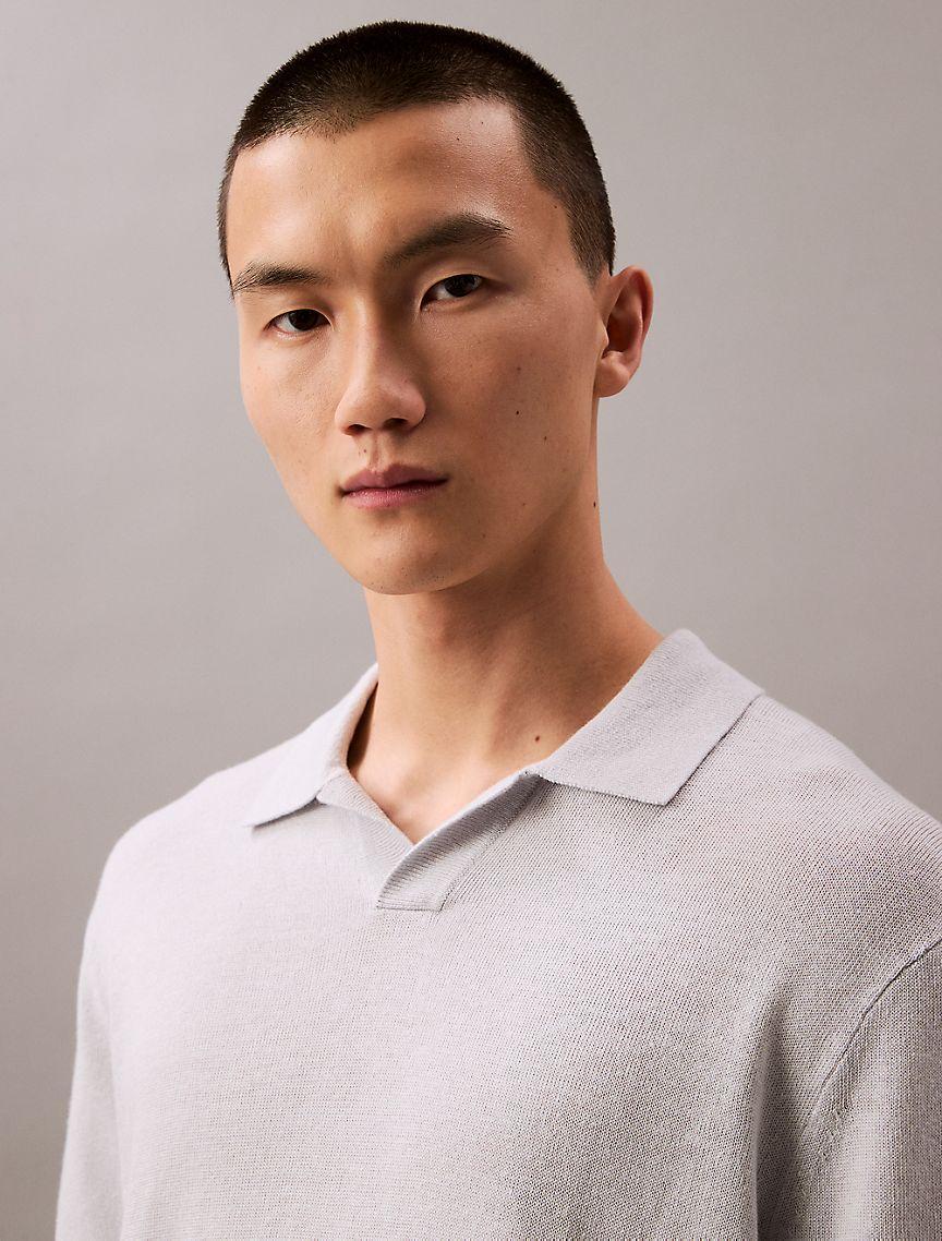 Linen Blend Sweater Polo Shirt Product Image