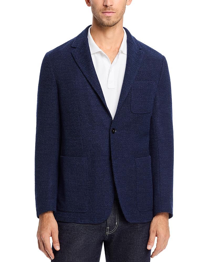 CANALI Textured Wool Jersey Unstructured Casual Sport Coat In Blue Product Image