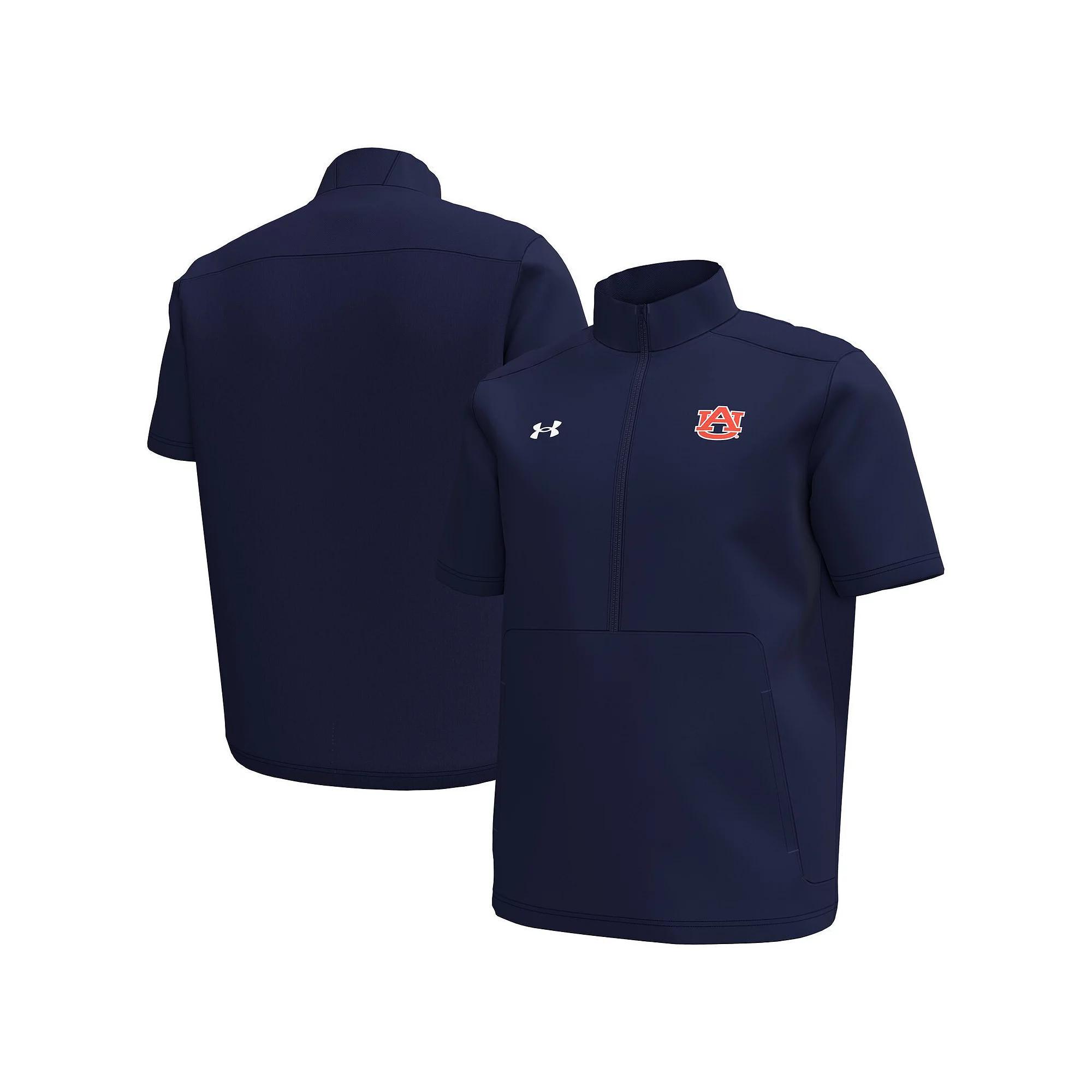 Men's Under Armour Navy Auburn Tigers Motivate Quarter-Zip Short Sleeve Top, Size: XL, Blue Product Image