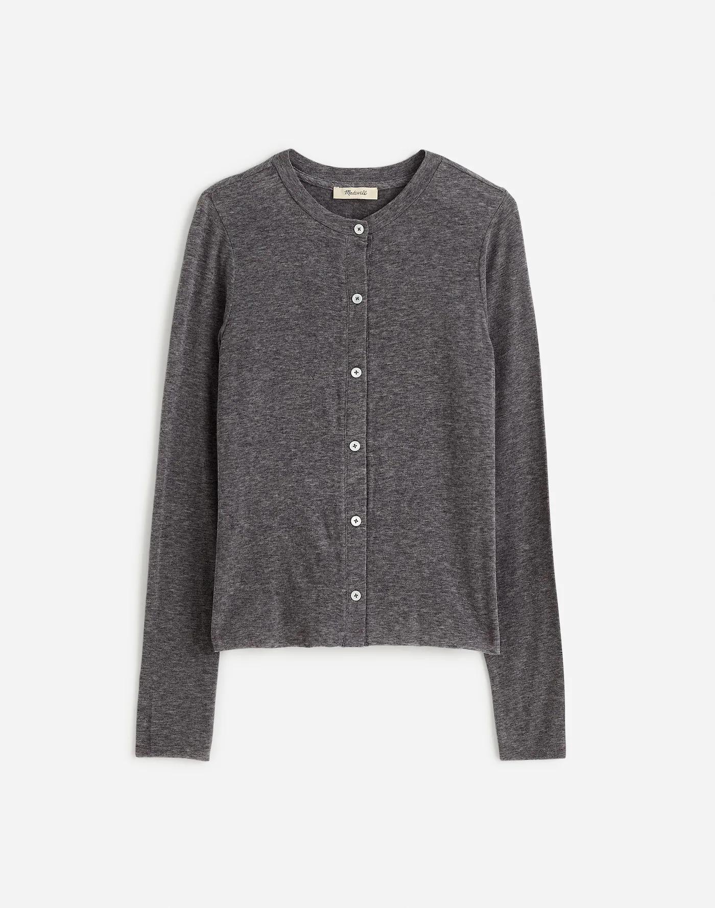 Wool-Blend Crewneck Cardigan Product Image