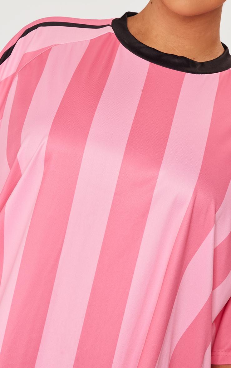 Plus Pink Striped Oversized Football T-shirt Product Image