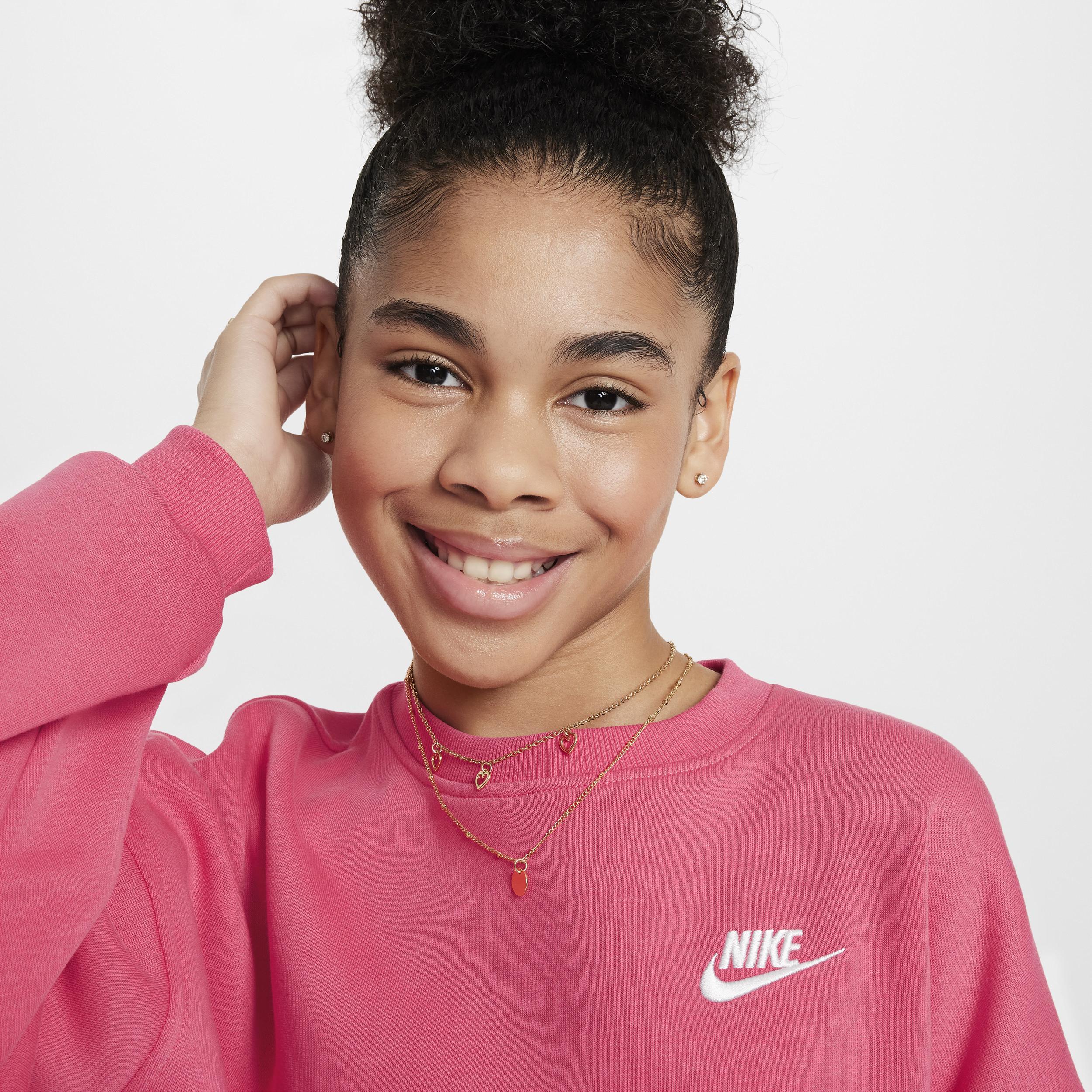 Nike Girls Sportswear Club Fleece Boxy Crewneck Sweatshirt Product Image