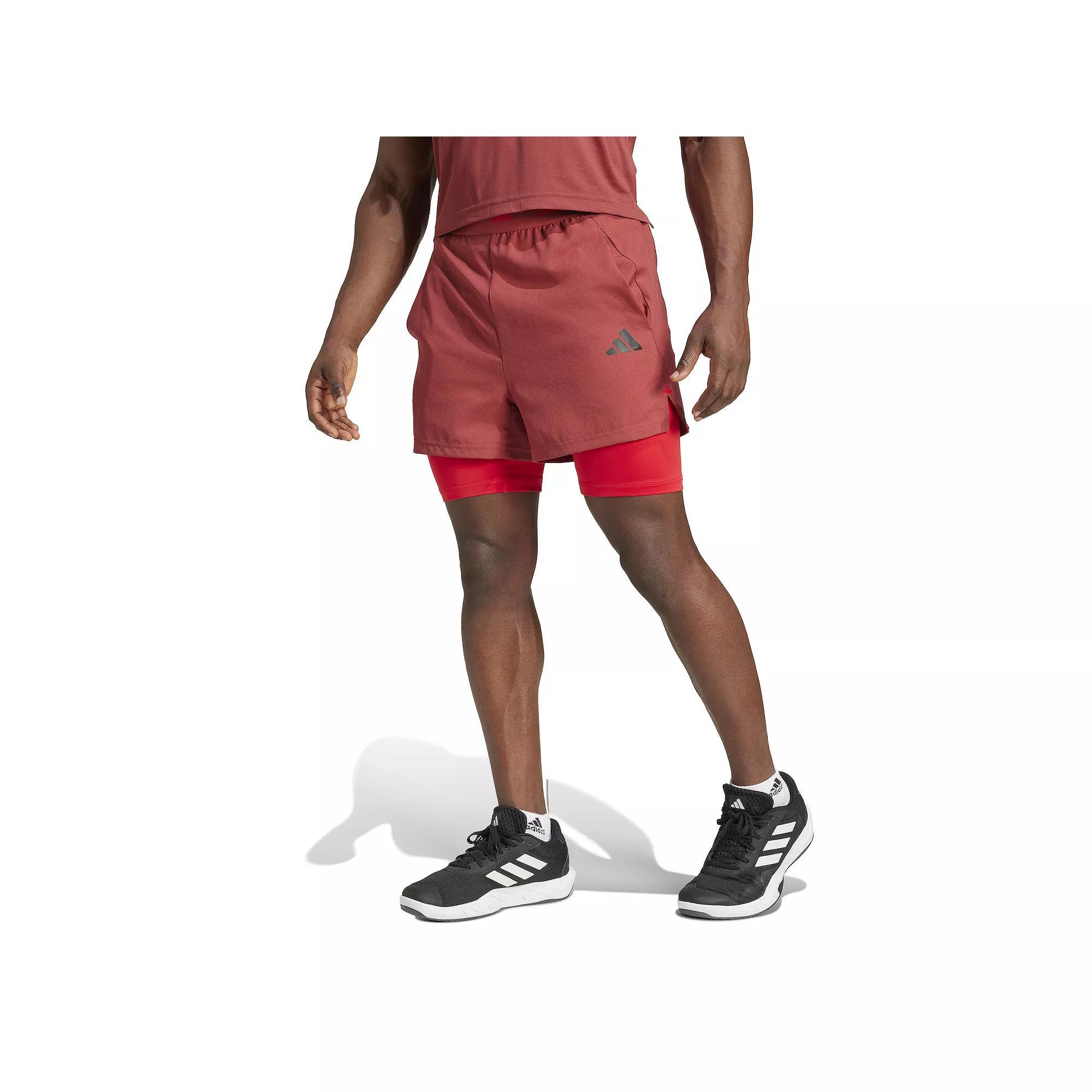 Men's adidas Gym + Climacool Training 2-in-1 Shorts, Size: Small, Preloved Red Product Image