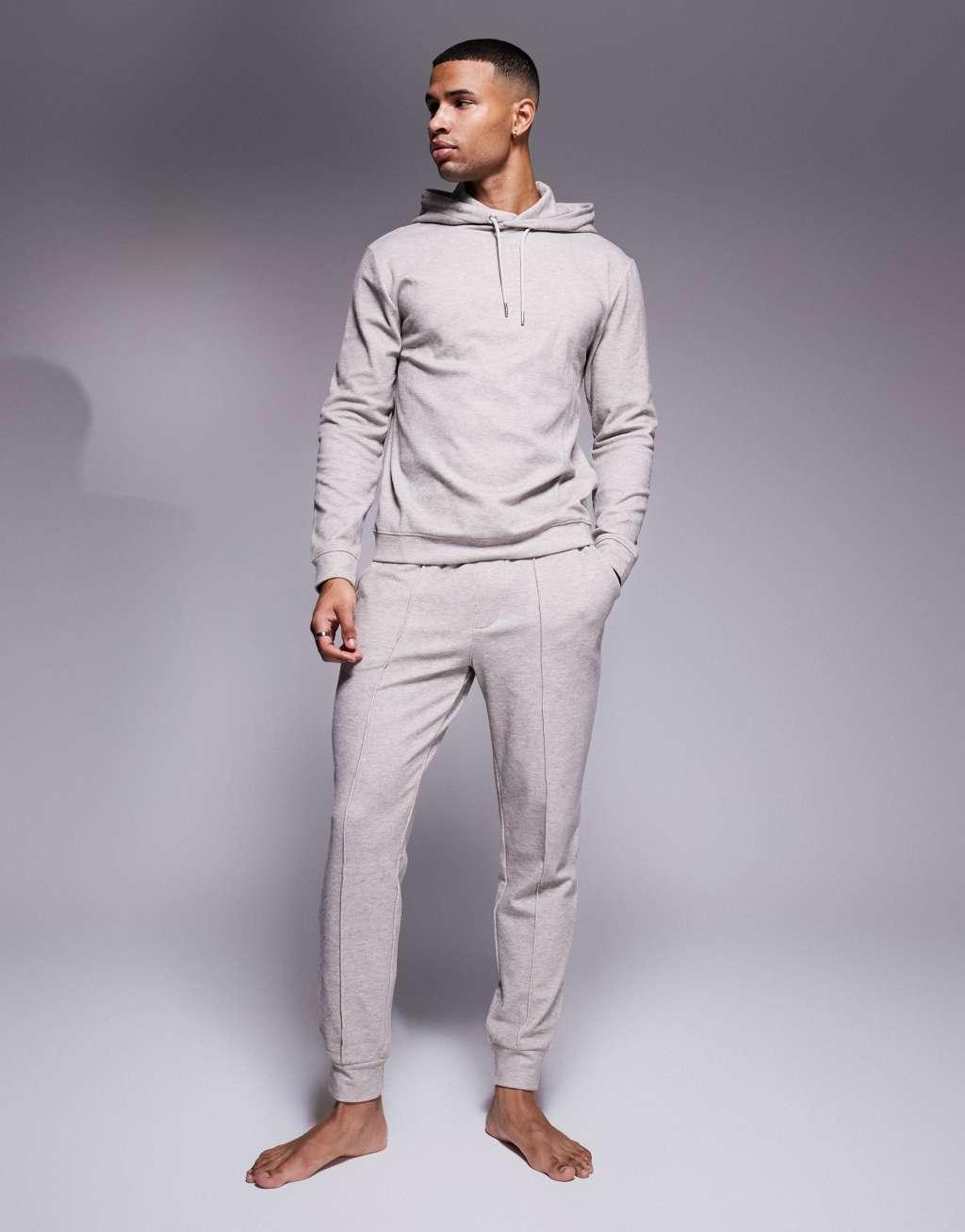 River Island super cozy lounge hoodie mix & match set in stone Product Image