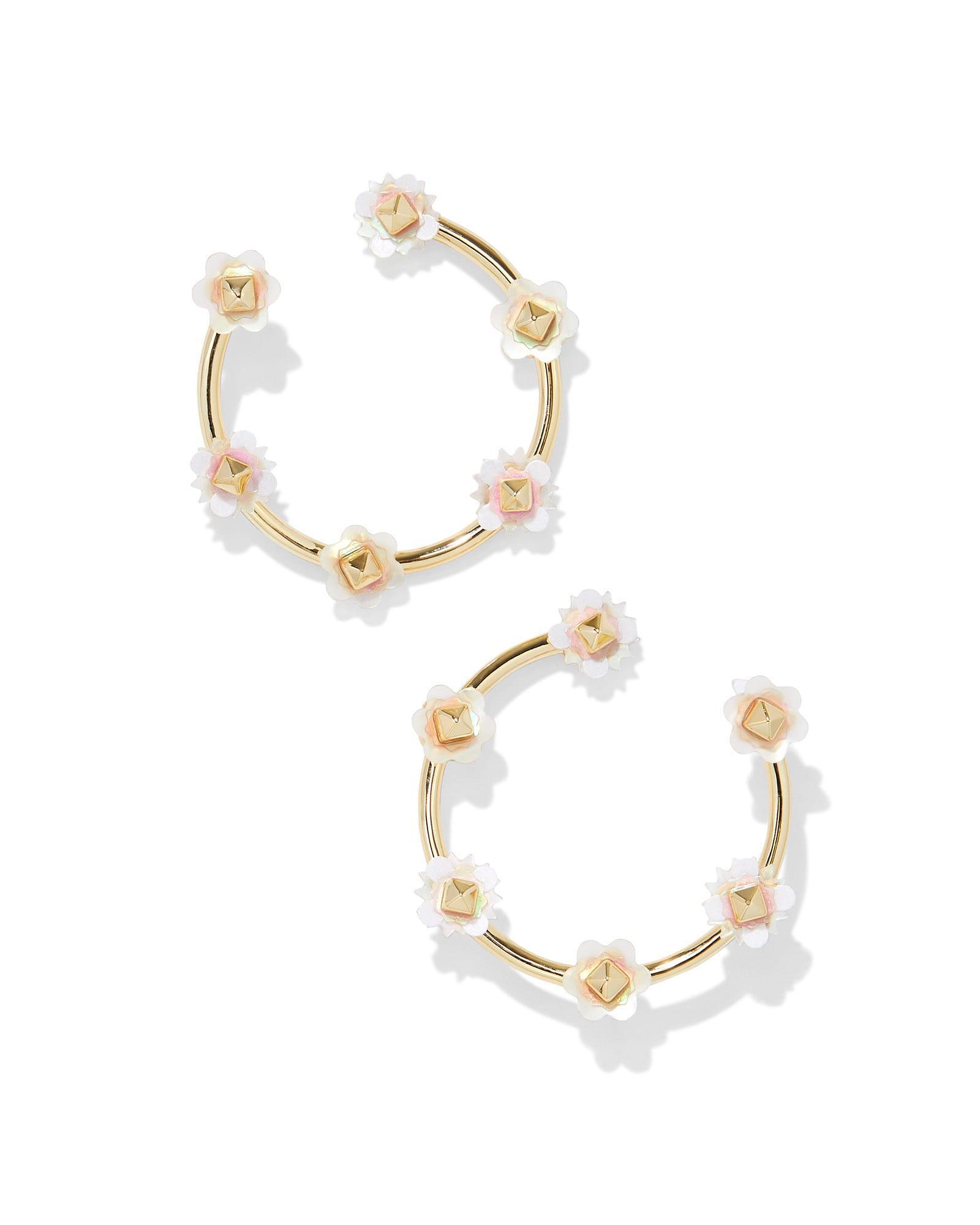 Deliah Gold Open Frame Hoops in Pink Mix Product Image