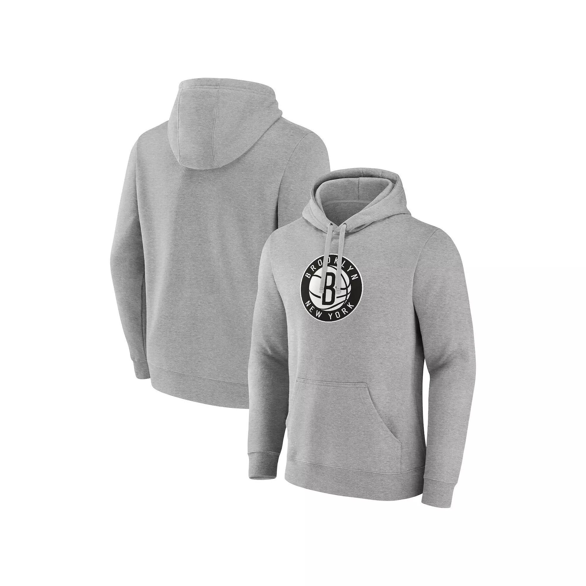 Men's Fanatics Branded Heather Gray Toronto Raptors Primary Logo Pullover Hoodie,  Product Image