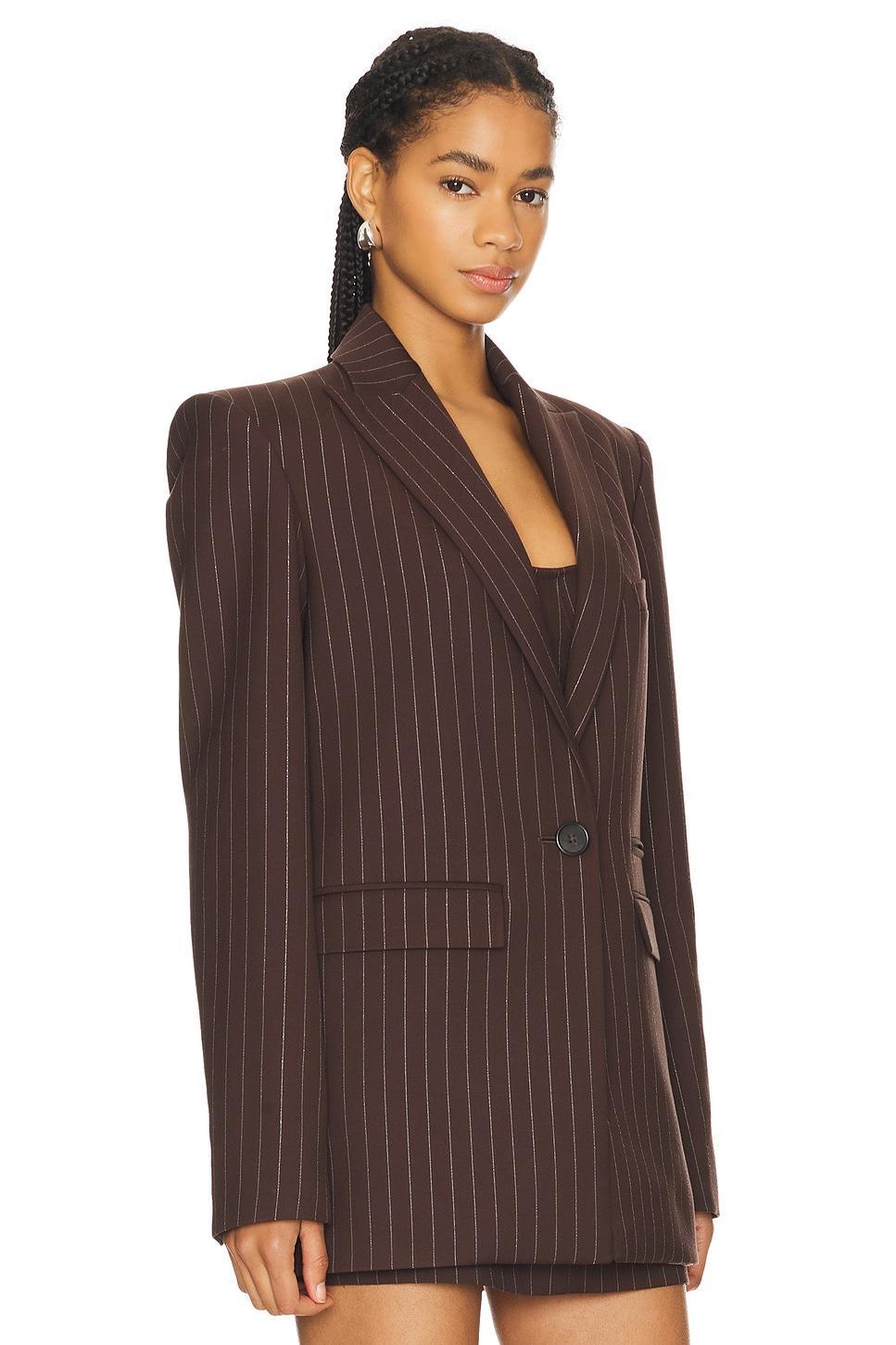 Lurex Pinstripe Single Breasted Oversize Blazer Alex Perry Product Image