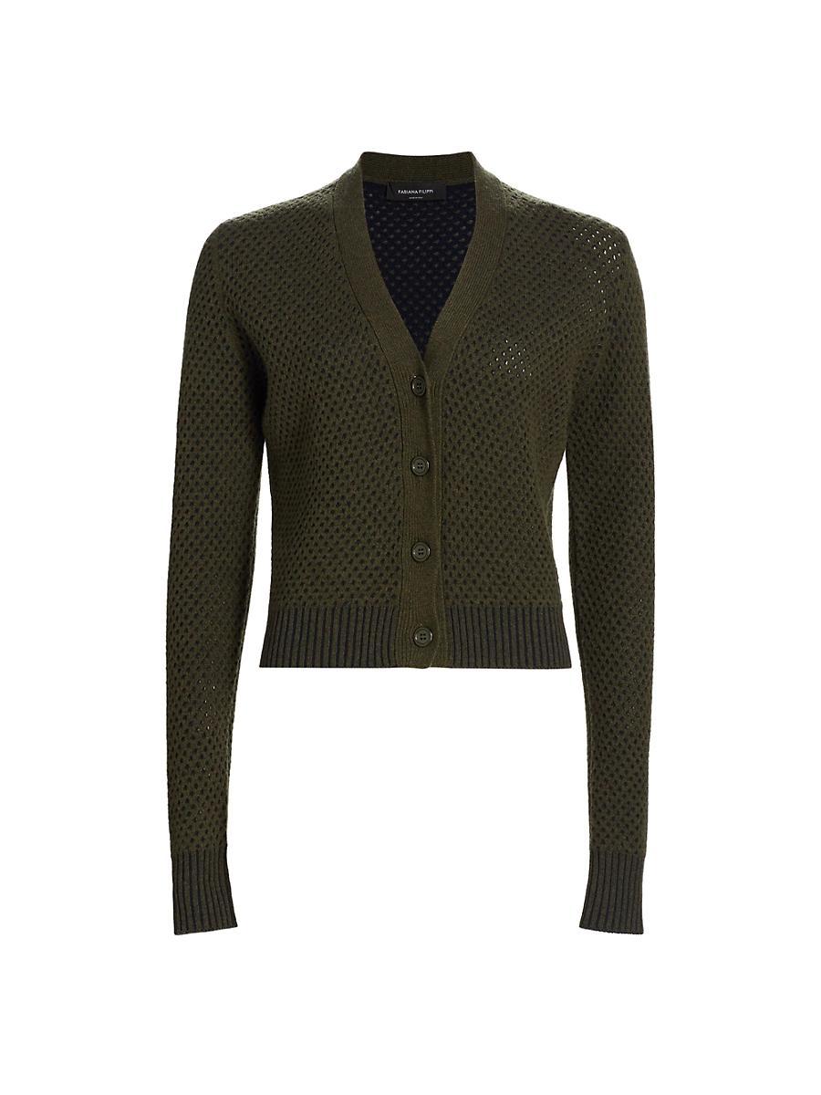 Womens Mesh Wool-Blend Cardigan Product Image