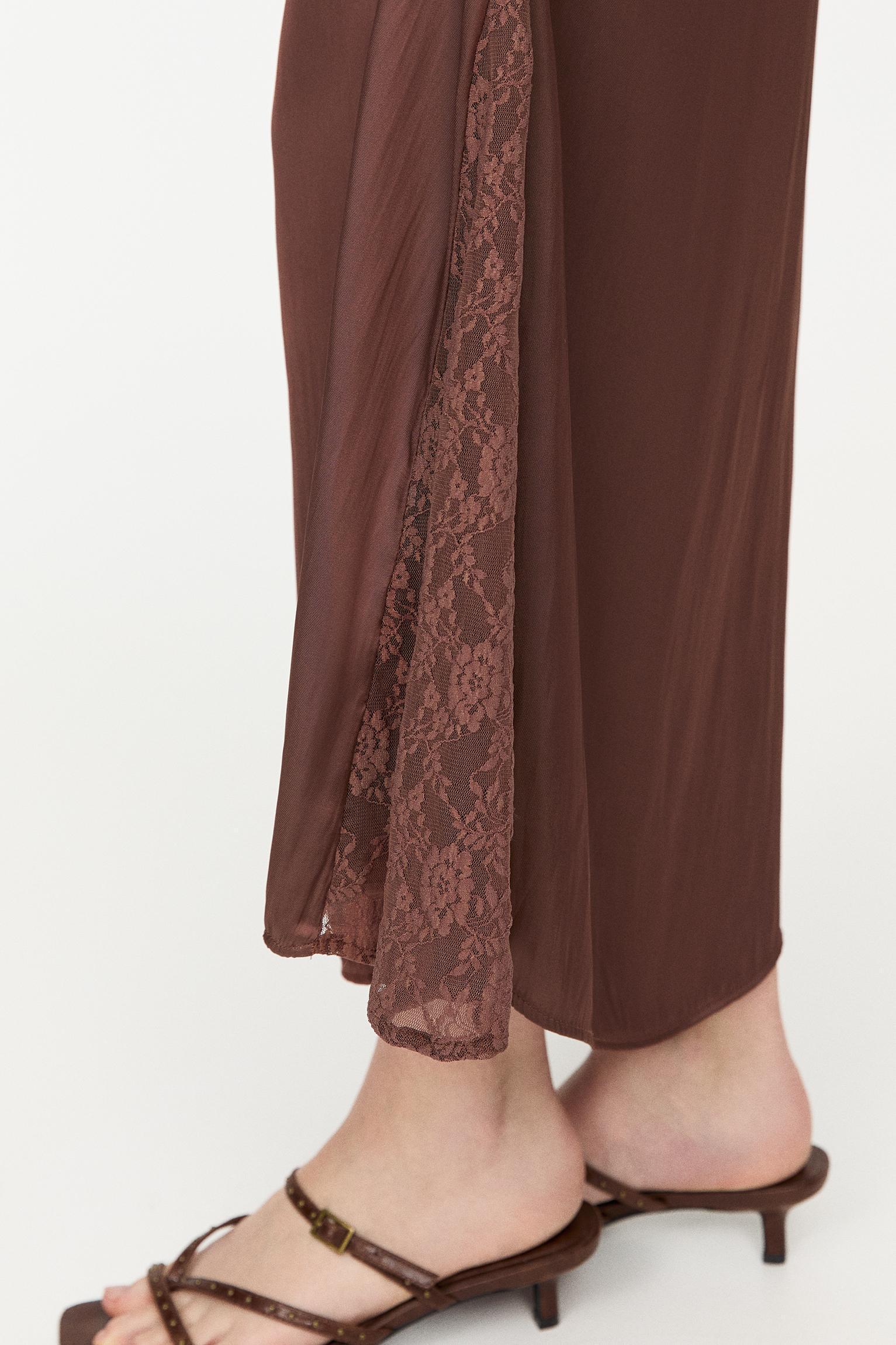 Satin lace midi skirt Product Image