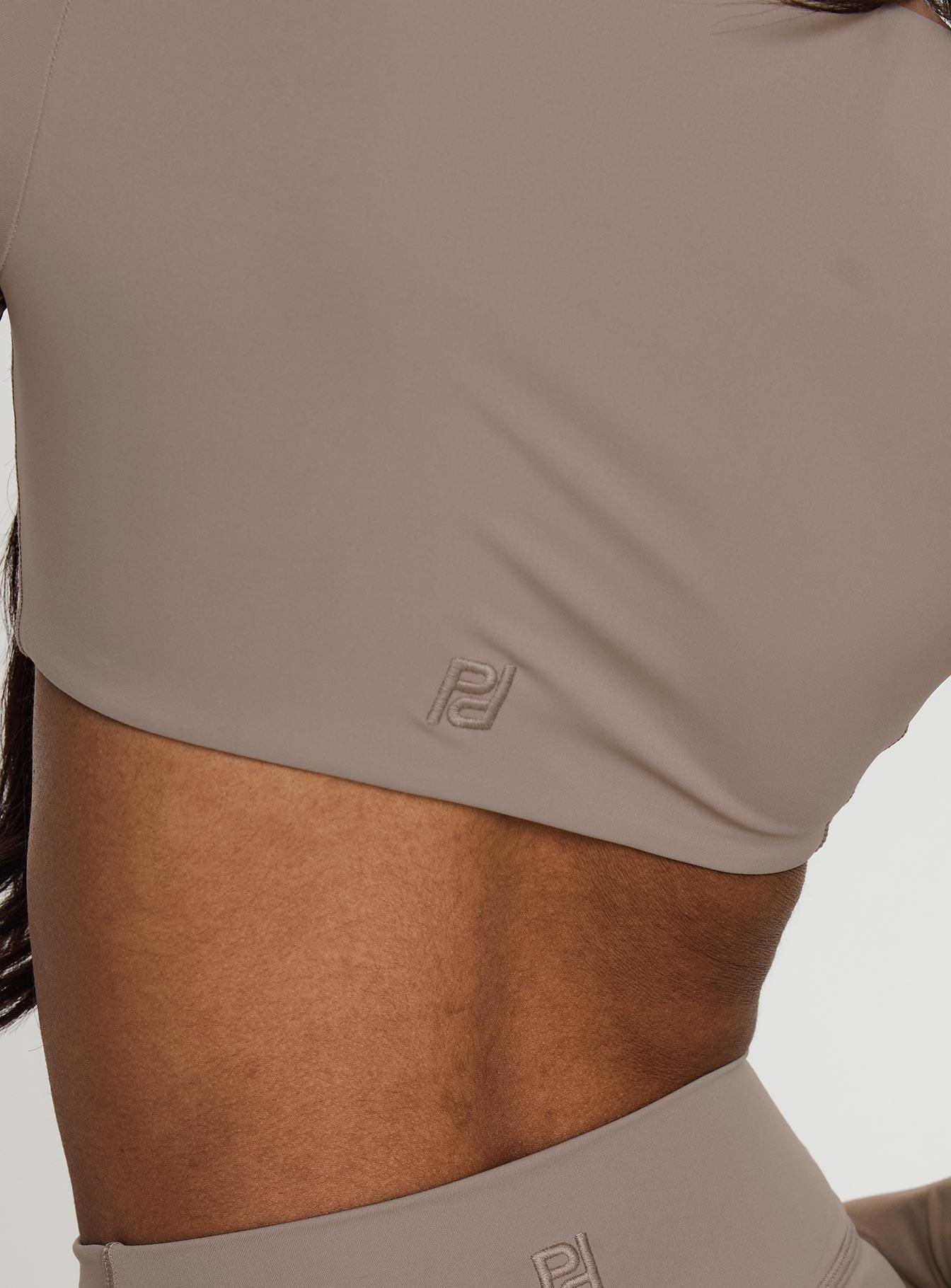 Set Point Active Square Neck Long Sleeve Top Taupe Product Image