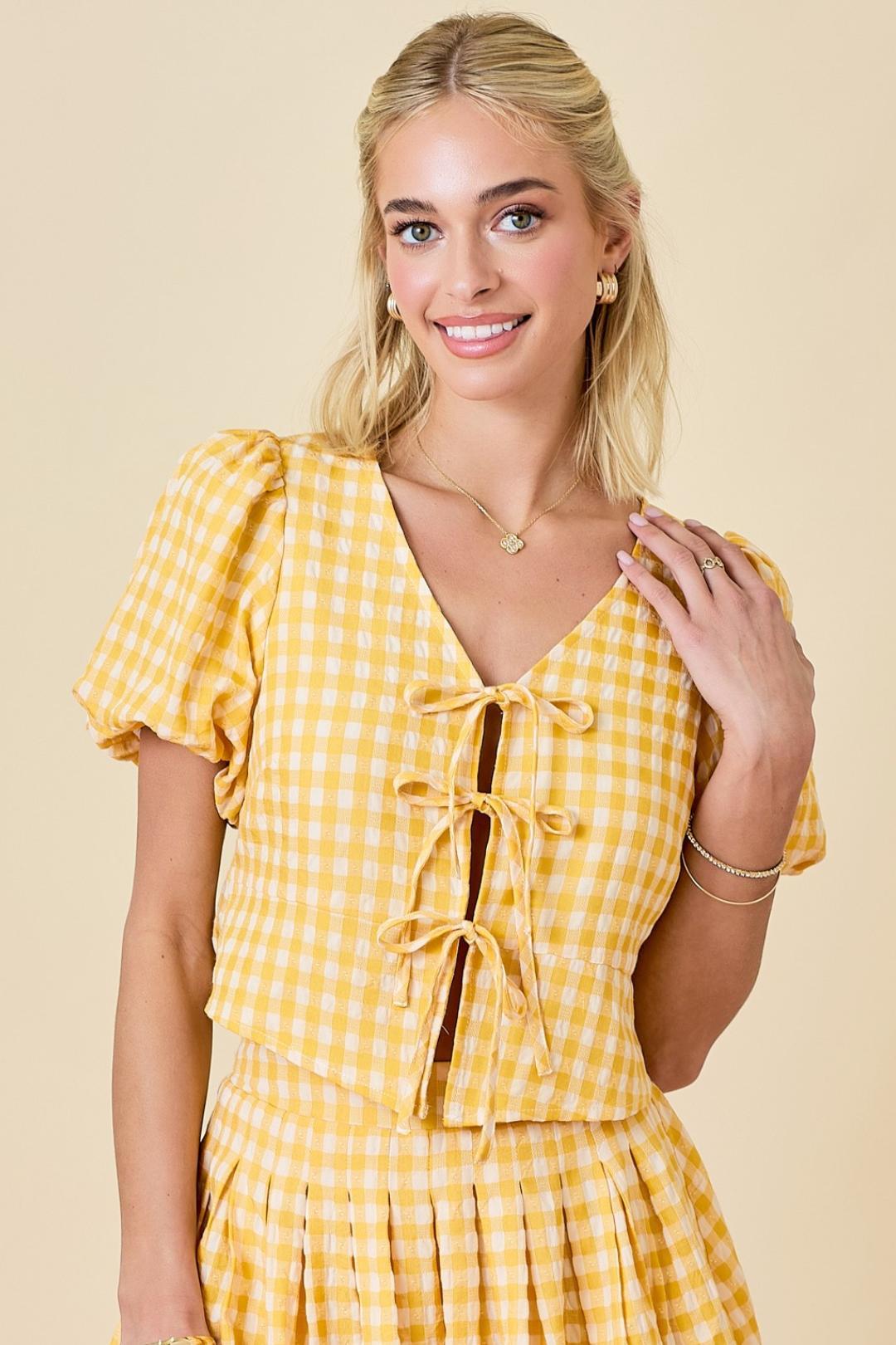 Gingham Bow Top Product Image