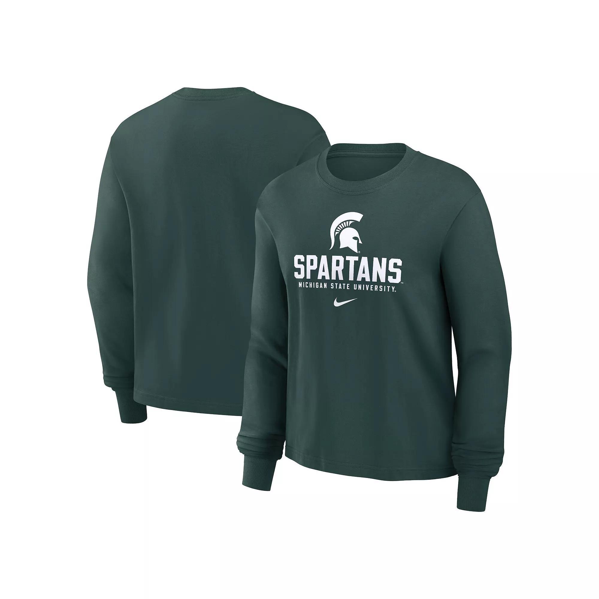 Women's Nike Green Michigan State Spartans Primetime University Boxy Long Sleeve T-Shirt,  Product Image