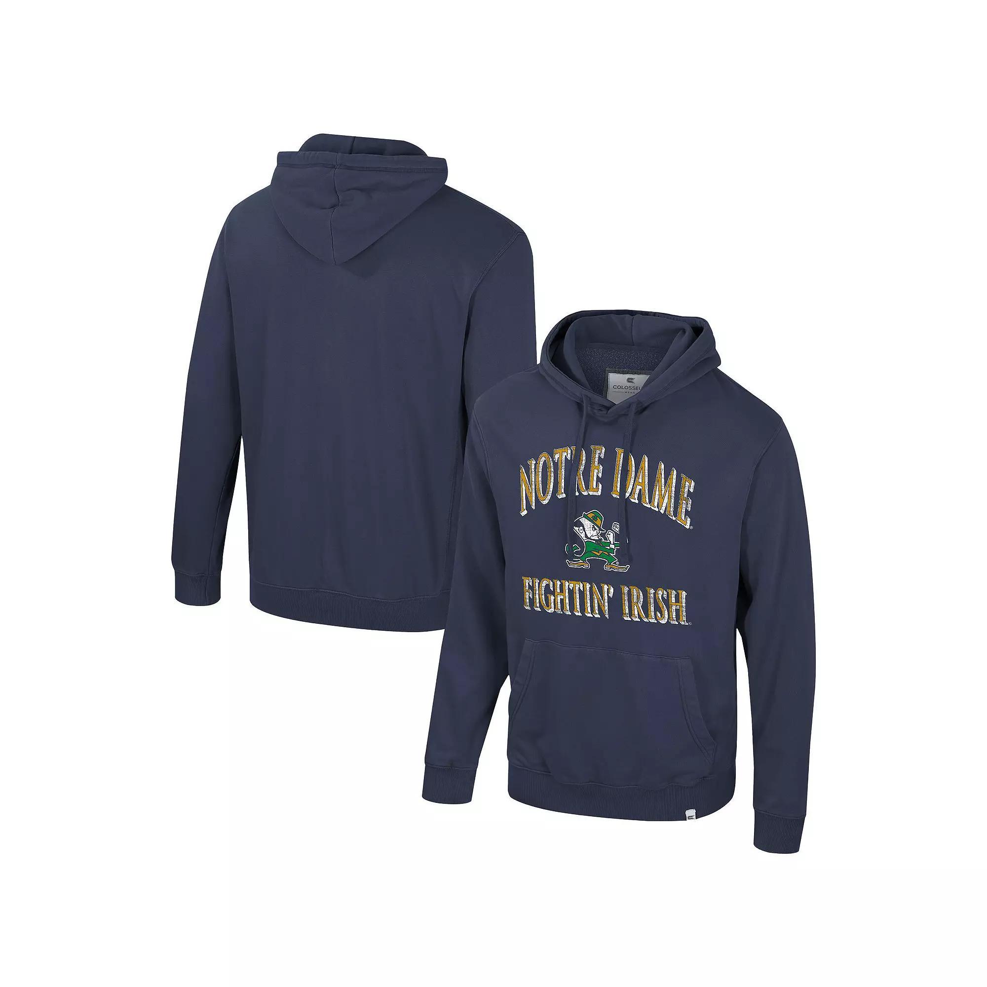 Men's Colosseum Navy Notre Dame Fighting Irish Big & Tall Cap E-Tan Pullover Hoodie,  Product Image
