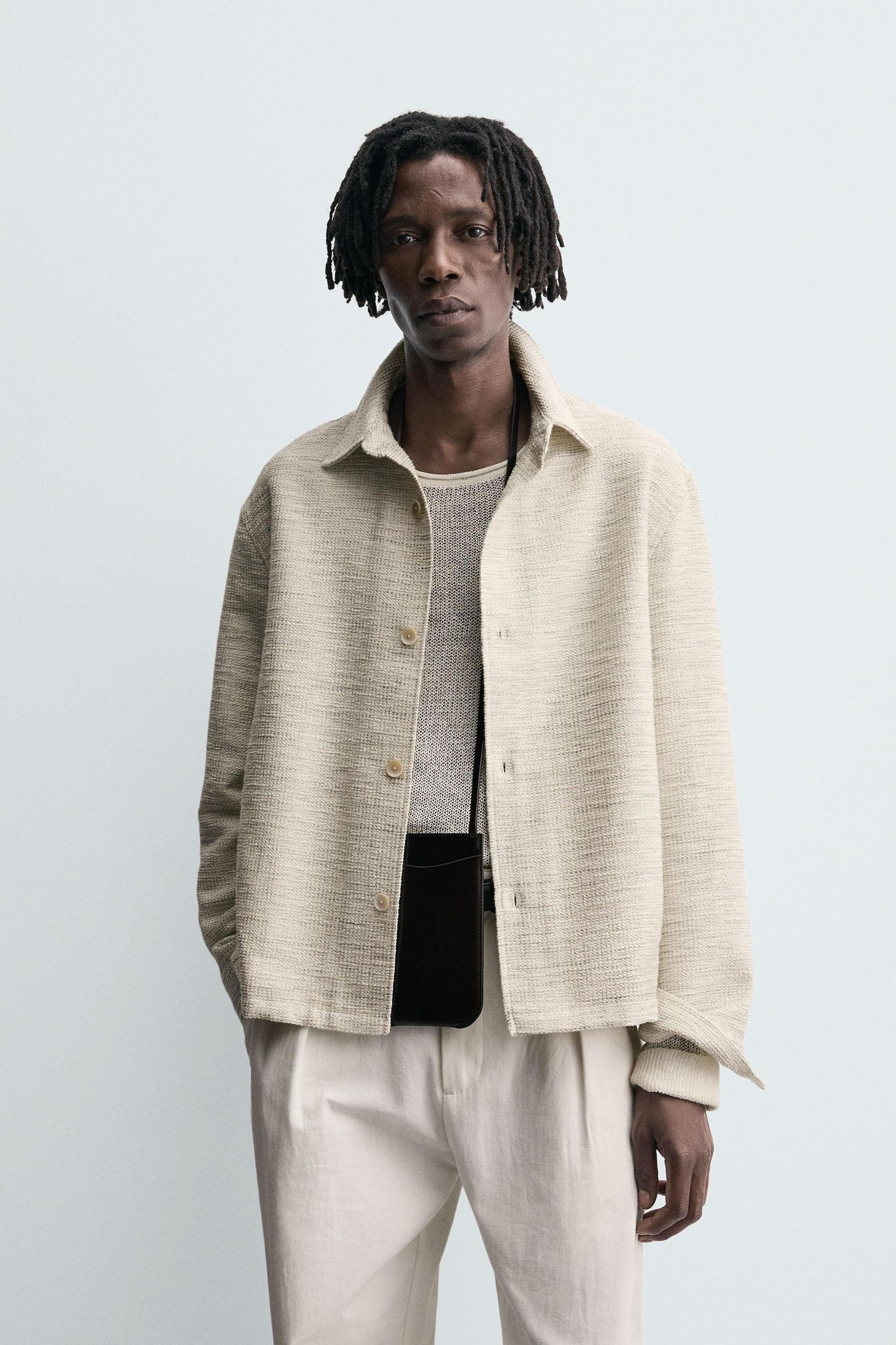 CONTRAST TEXTURED OVERSHIRT Product Image