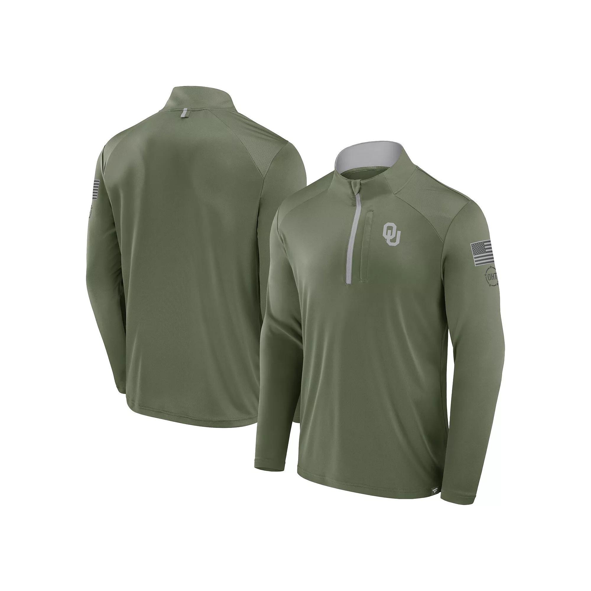 Men's Fanatics Olive Oklahoma Sooners OHT Military Appreciation Defender Quarter-Zip Jacket,  Product Image