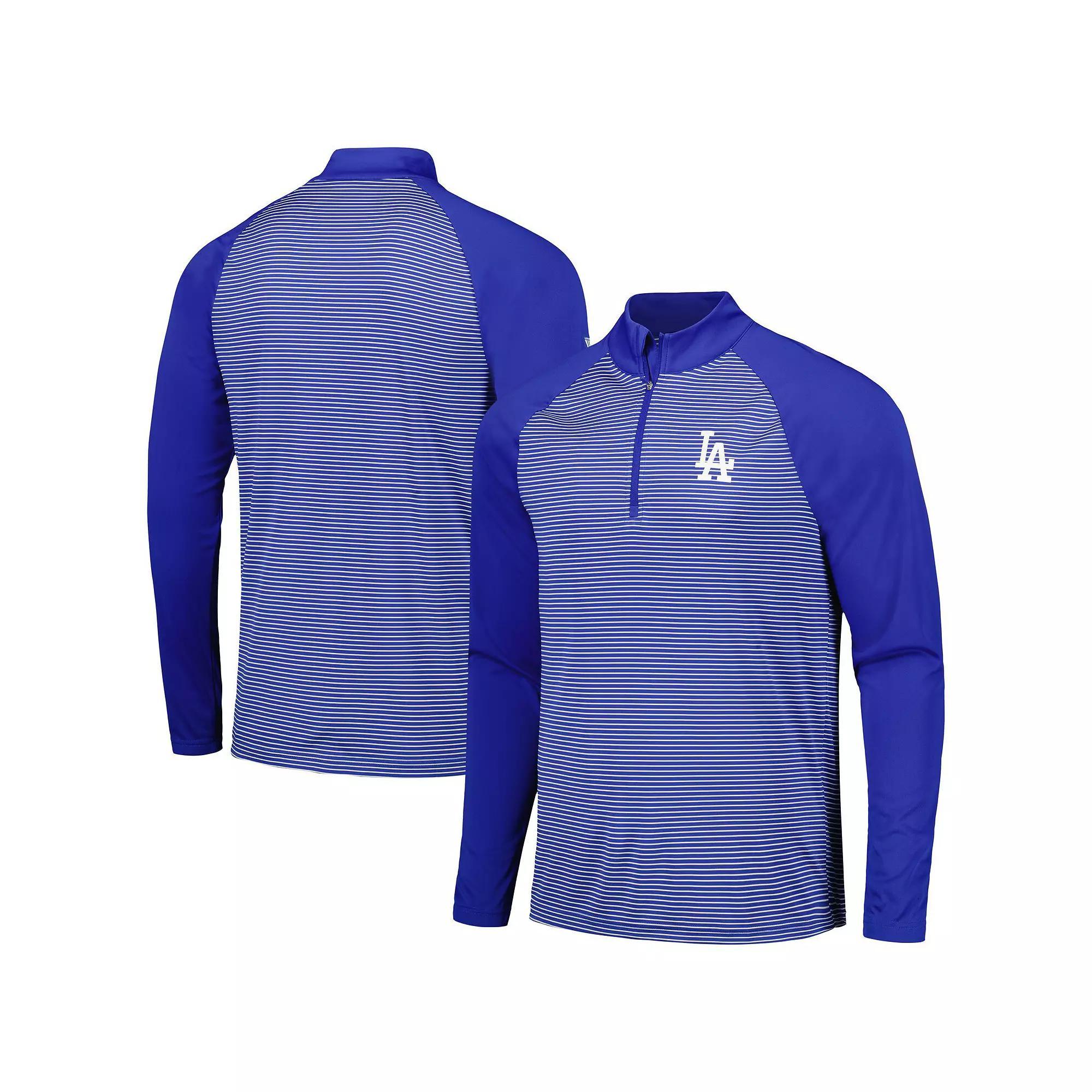 Men's Levelwear Royal Los Angeles Dodgers Charter Striped Raglan Quarter-Zip Top,  Product Image